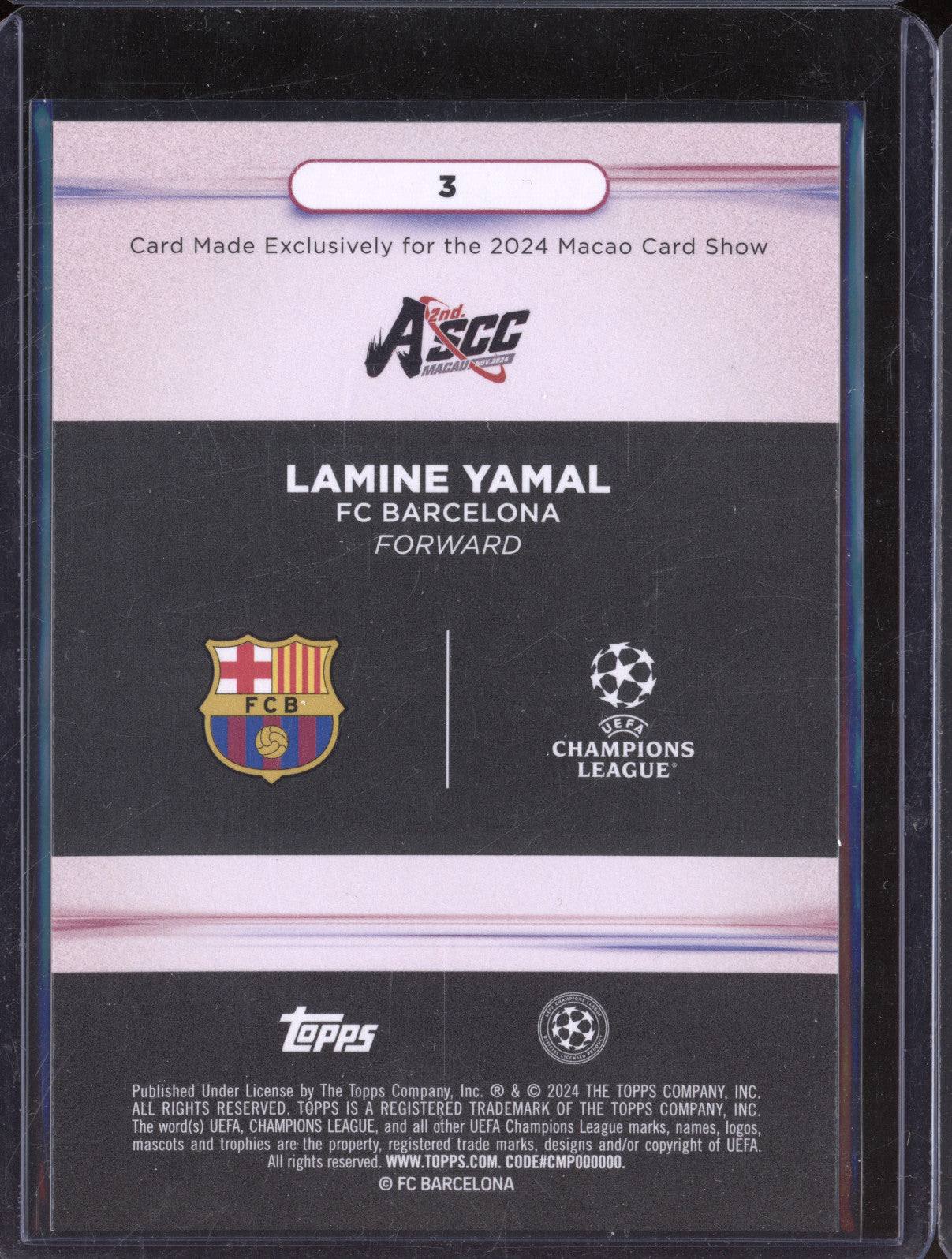 Lamine Yamal 2024 Topps ASCC UEFA 3 Silver Refractor RC