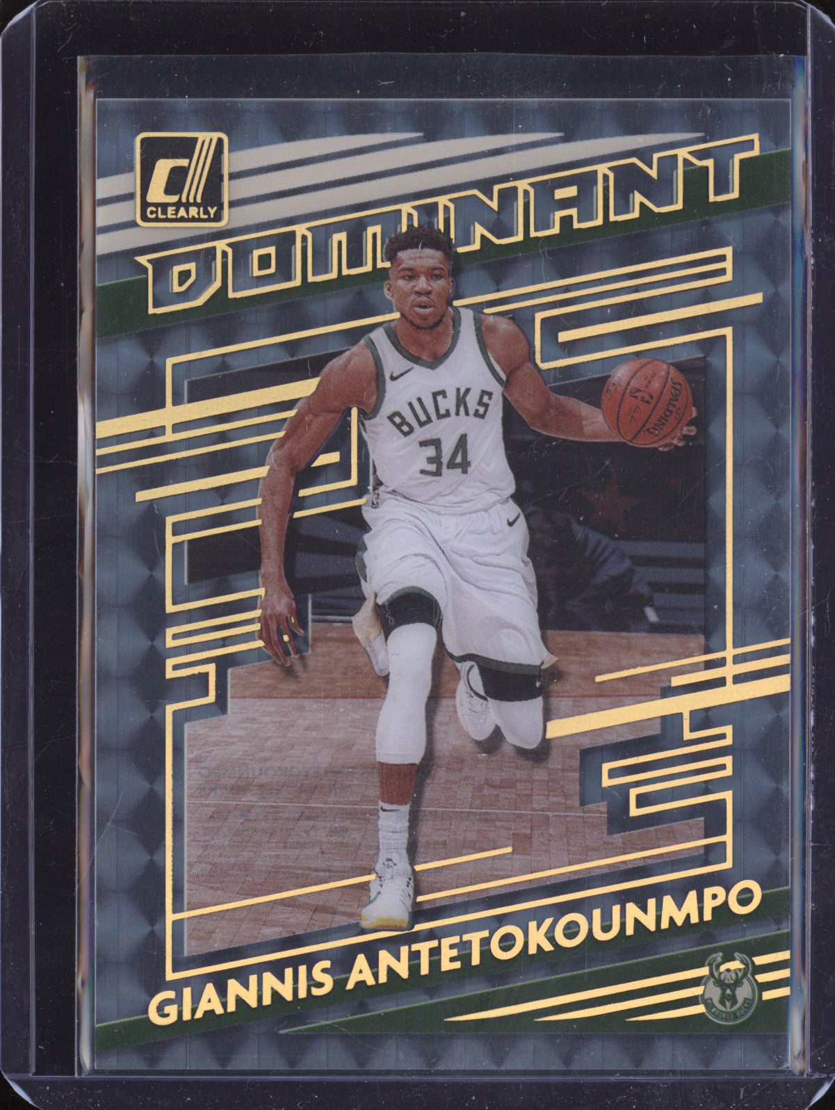 Giannis Antetokounmpo 2020 Panini Clearly Donruss 6 Clearly Dominant Gold Mosaic