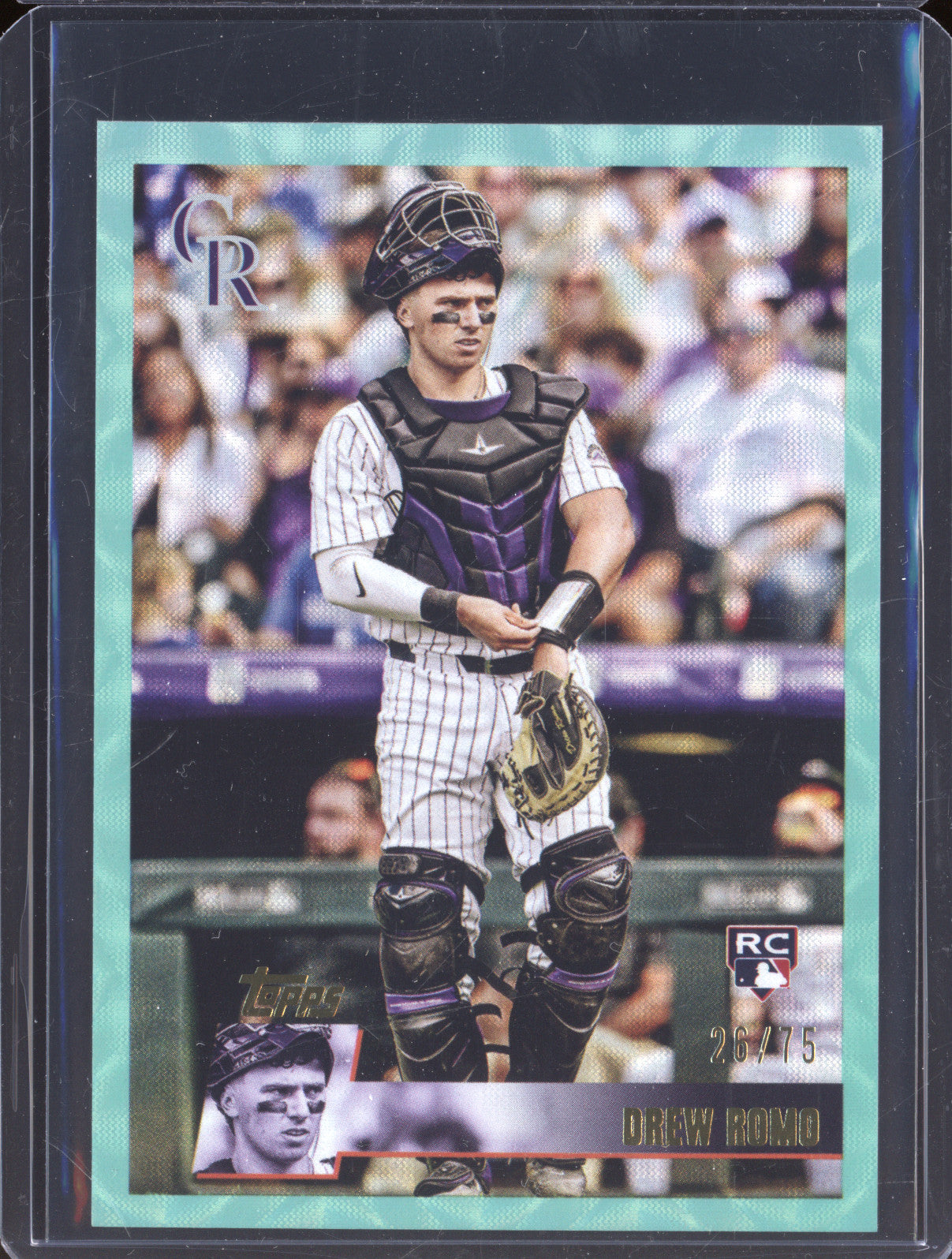 Drew Romo 2025 Topps Archives 105 Aqua Scope Foilboard RC /75