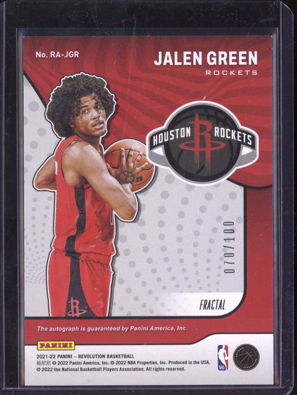 Jalen Green 2021-22 Panini Revolution RA-JGR Rookie Auto Fractal RC 70