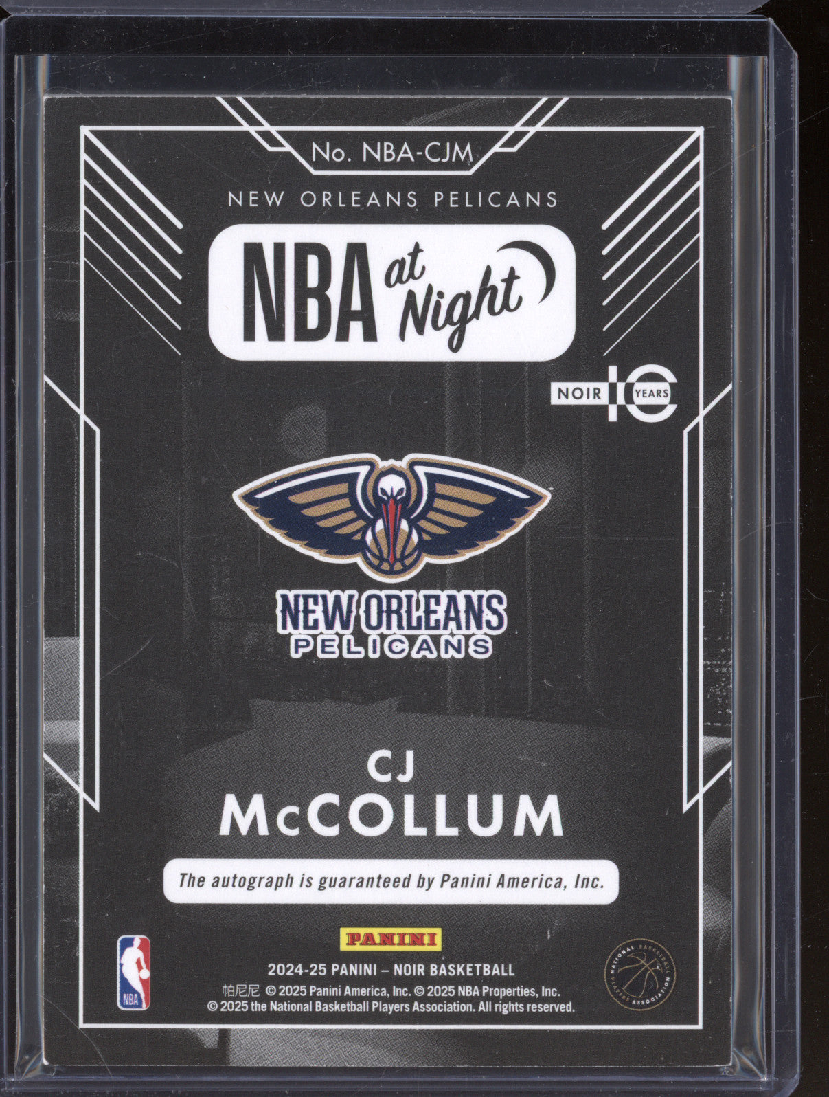 CJ McCollum  Panini Noir NBA-CJM NBA At Night Auto 25/25
