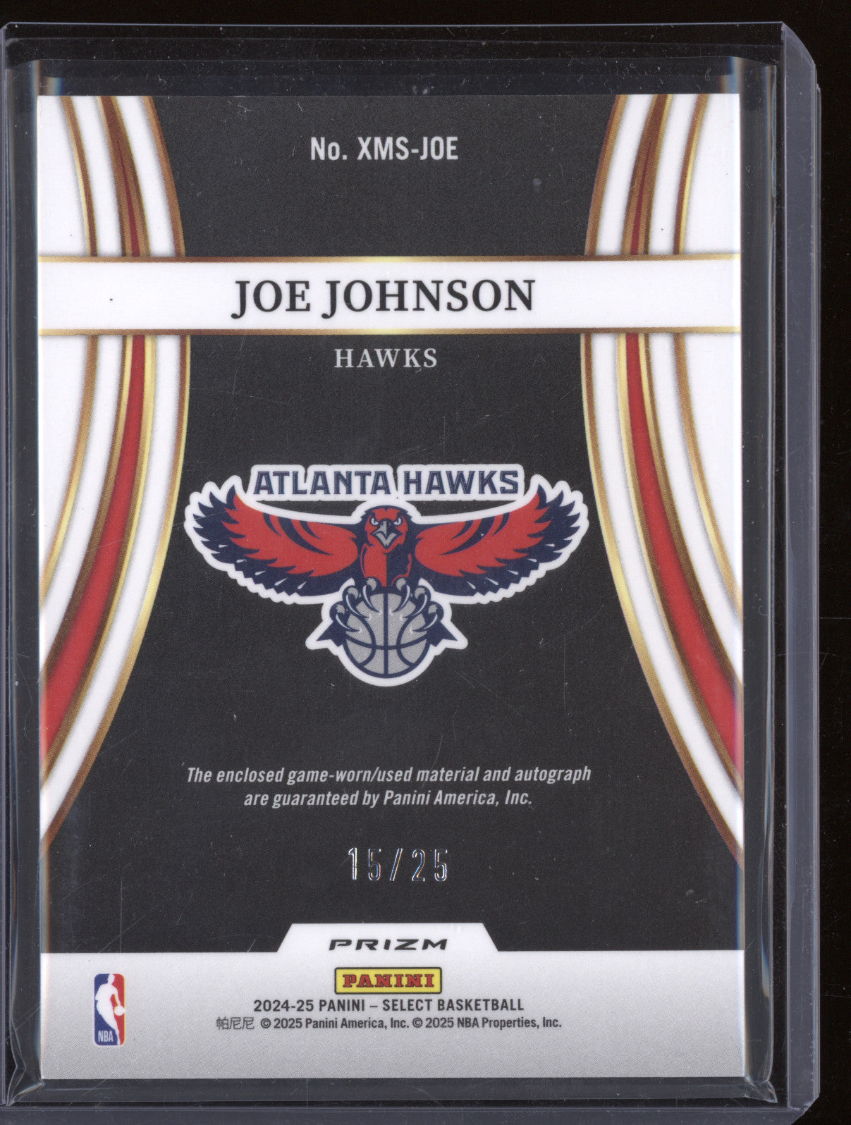 Joe Johnson  Panini Select XMS-JOE X-Factor Tie Dye Patch Auto  15/25