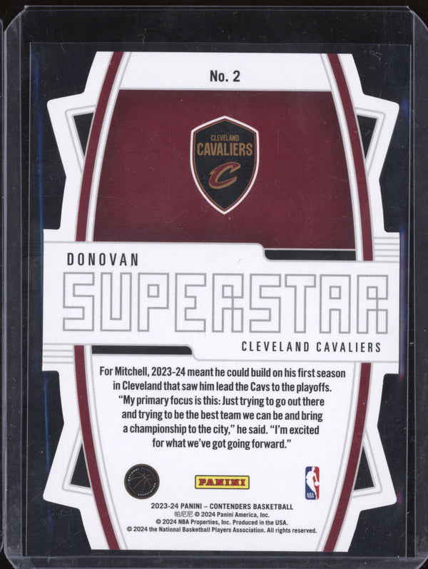 Donovan Mitchell 2023-24 Panini Contenders 2 Superstar Die-Cut Cracked Ice 6/25