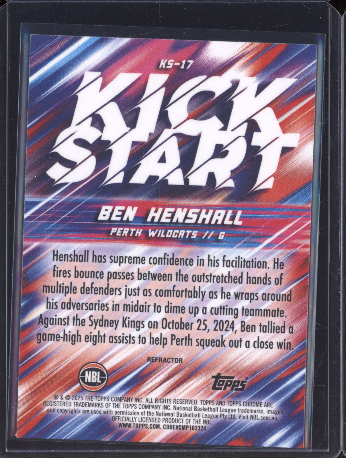 Ben Henshall 2024 Topps Chrome NBL KS-17 Kick Start Refractors