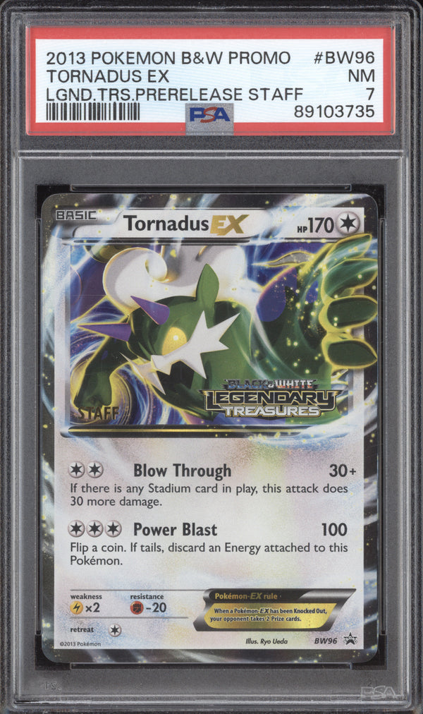 Tornadus EX 2013 Pokemon Black White Promo BW96 Legendary Treasures Staff PSA 7