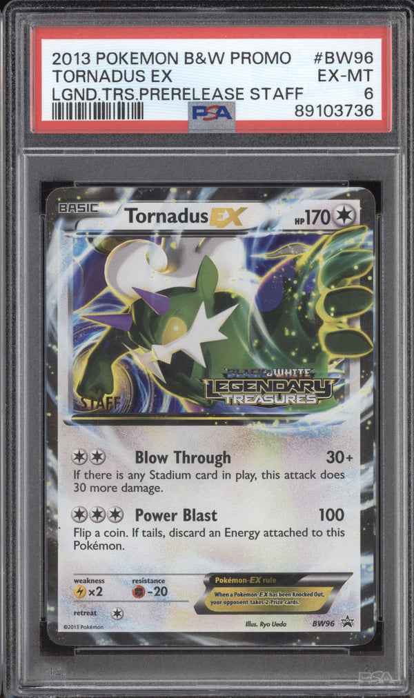 Tornadus EX 2013 Pokemon Black White Promo BW96 Legendary Treasures Staff PSA 6