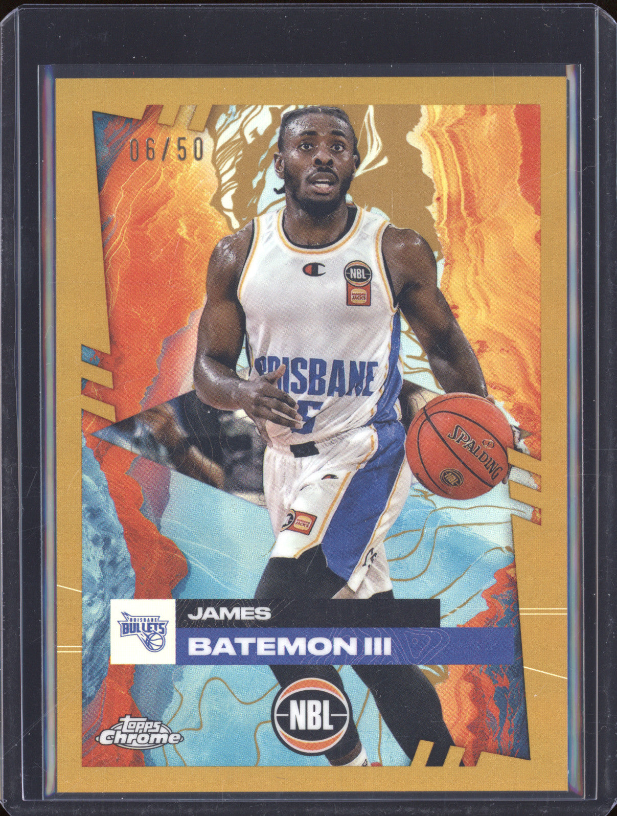 James Batemon III 2024 Topps Chrome NBL 19 Gold Refractor 06/50