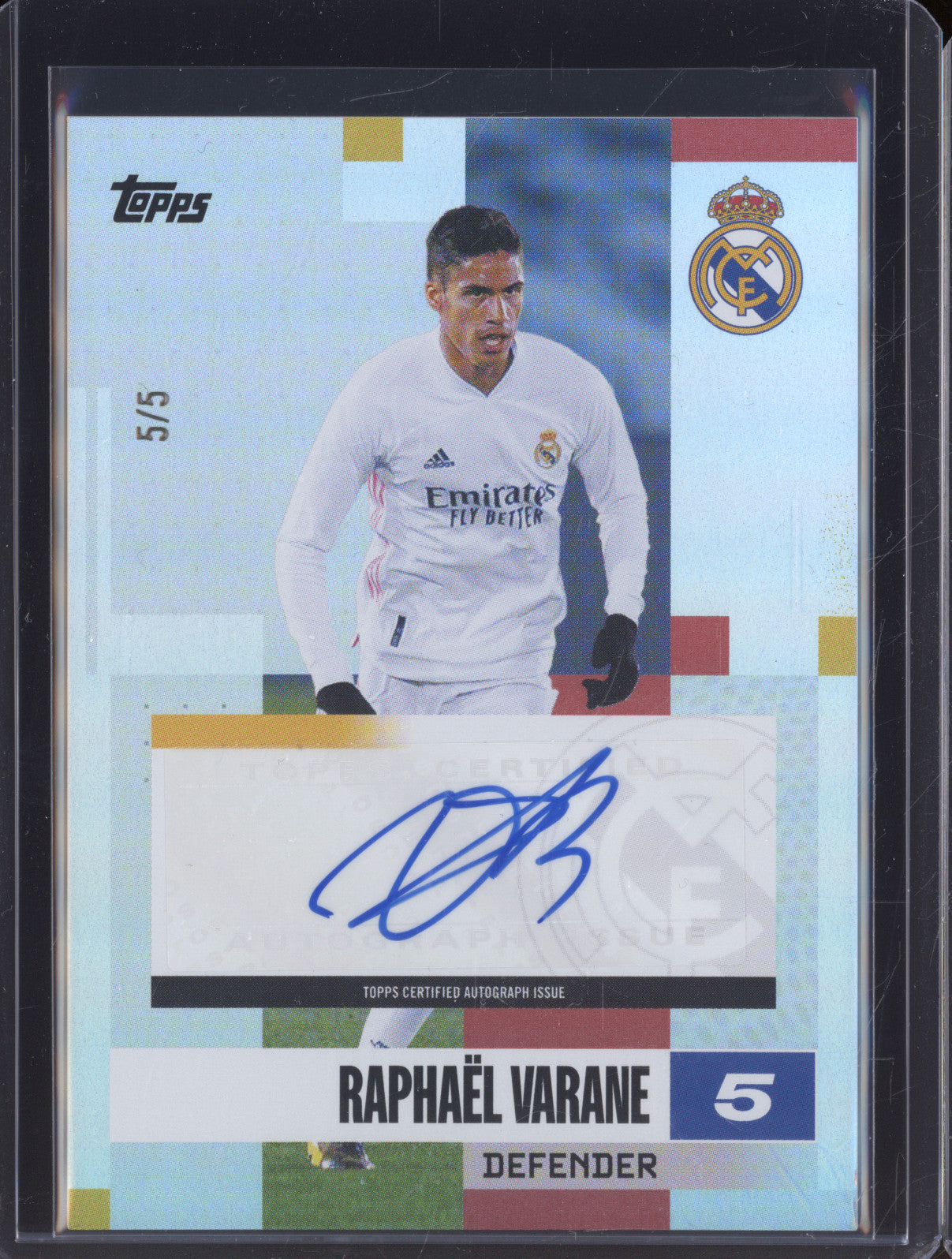 2025 Topps Real Madrid Team Set BA-RV Raphael Varane Auto 5/5