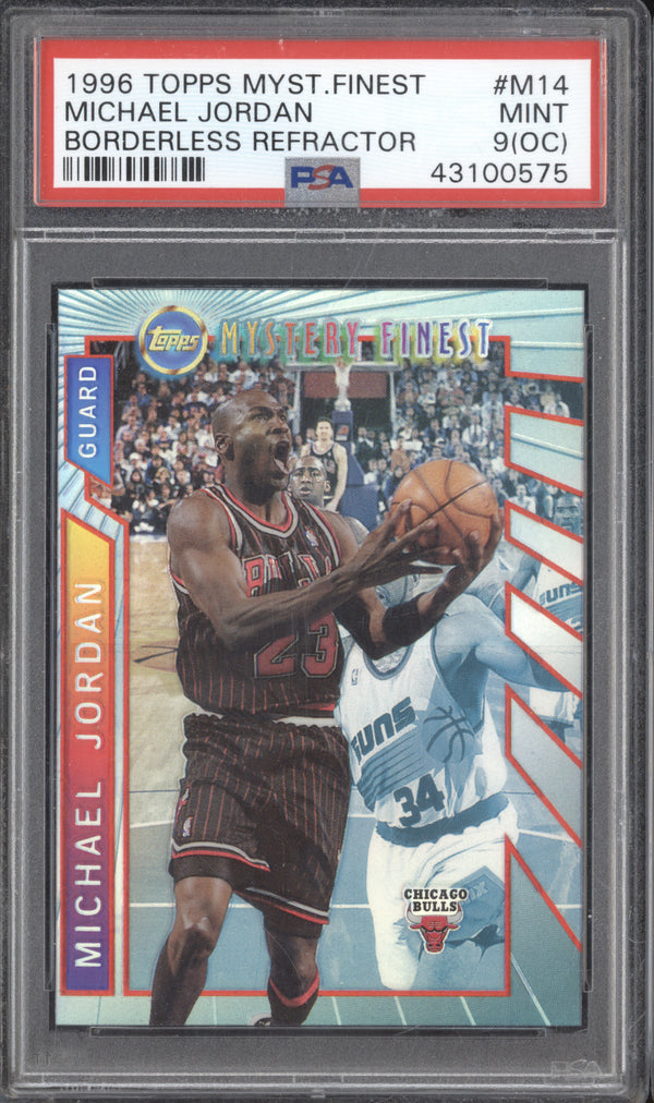 Michael Jordan 1996-97 Topps Mystery Finest M14 Borderless Refractor PSA 9(OC)