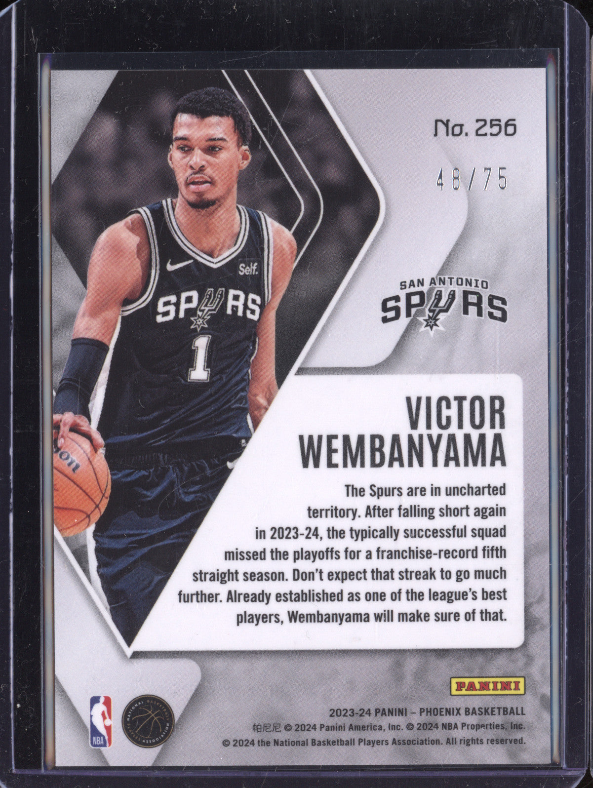 Victor Wembanyama 2023-24 Panini Phoenix 256 International Red RC 48/75