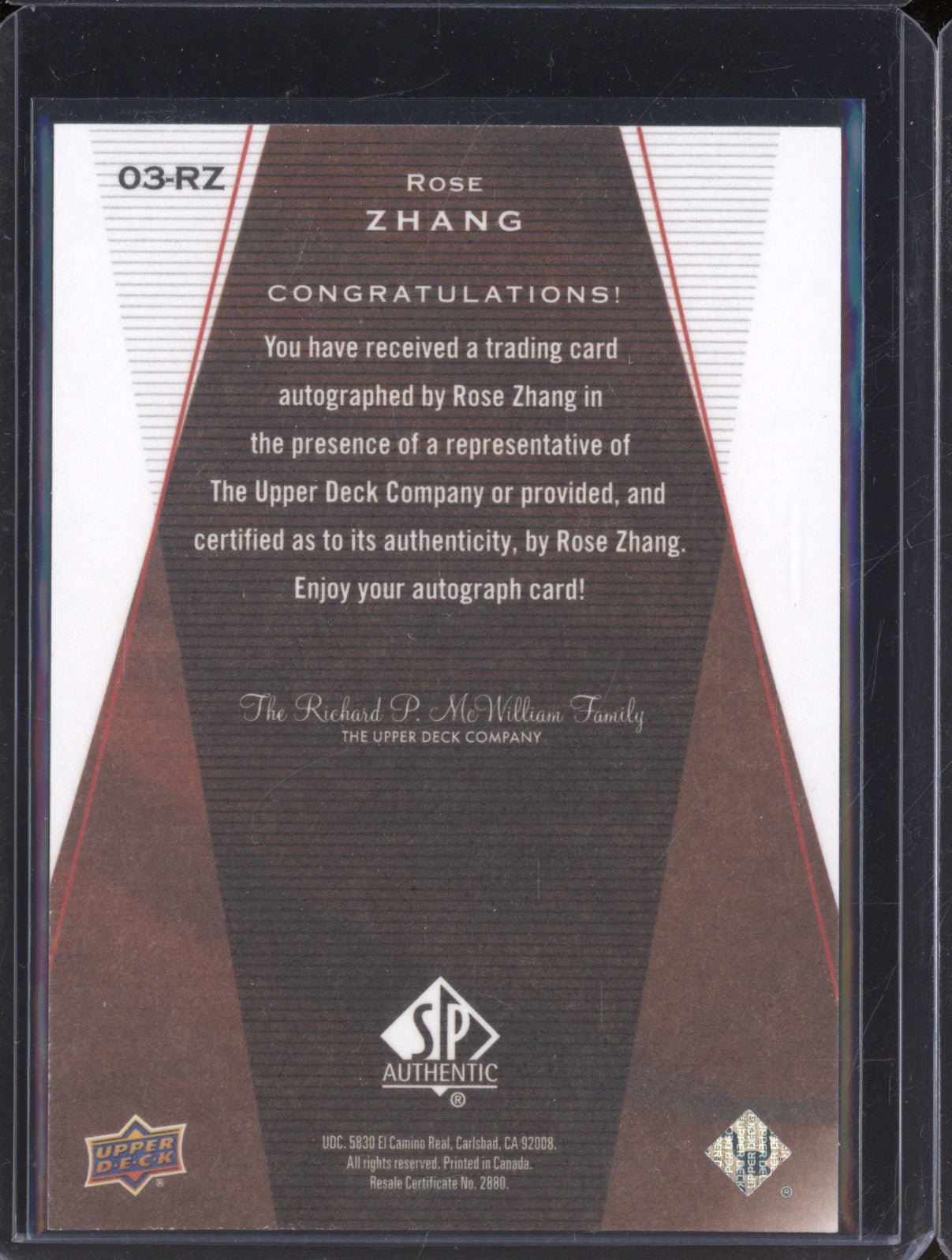 Rose Zhang 2024 Upper Deck SP Authentic 03-RZ Rookie Authentics Auto RC 93/299