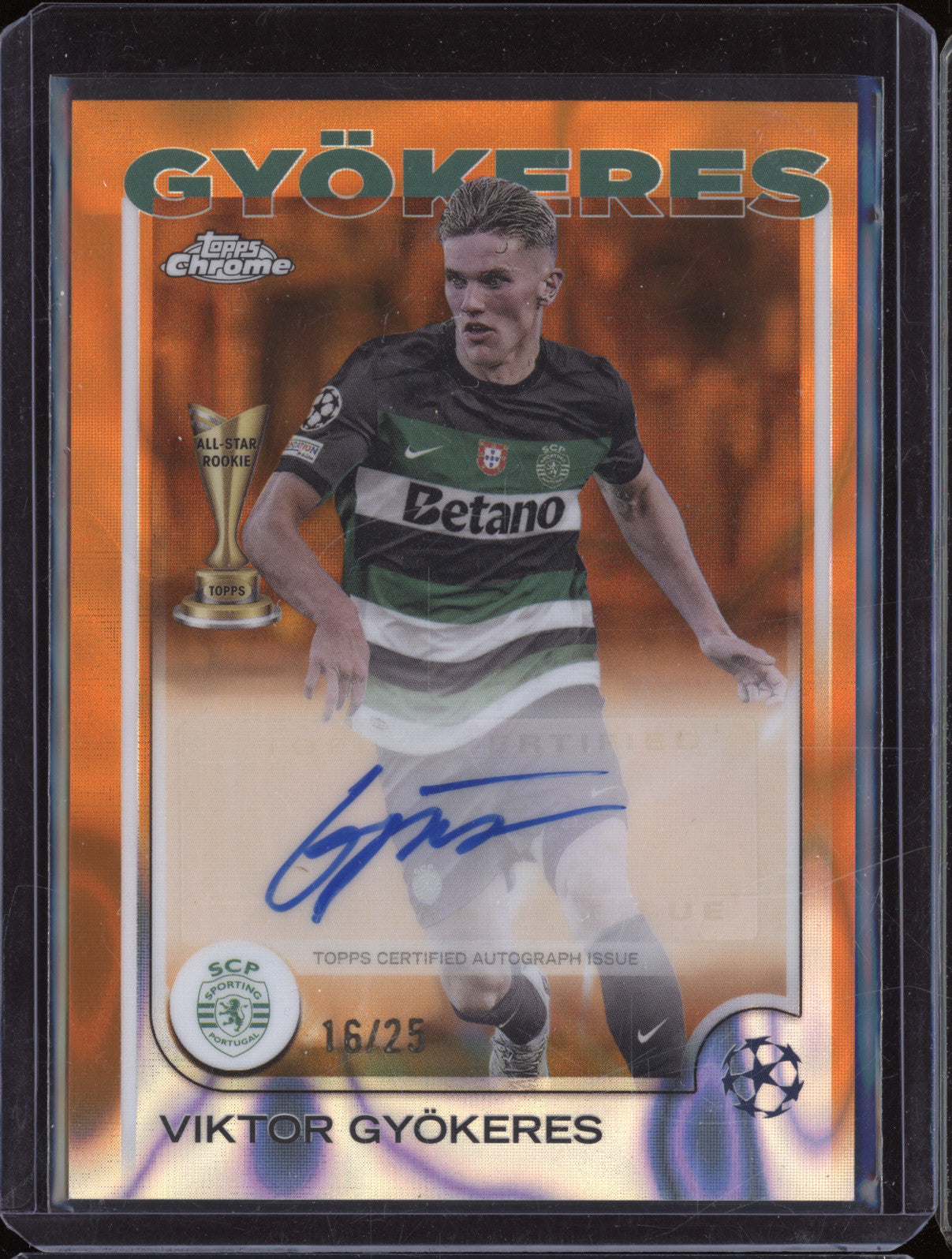 2024-25 Topps Chrome CA-VG Viktor Gyokeres Orange Auto 16/25