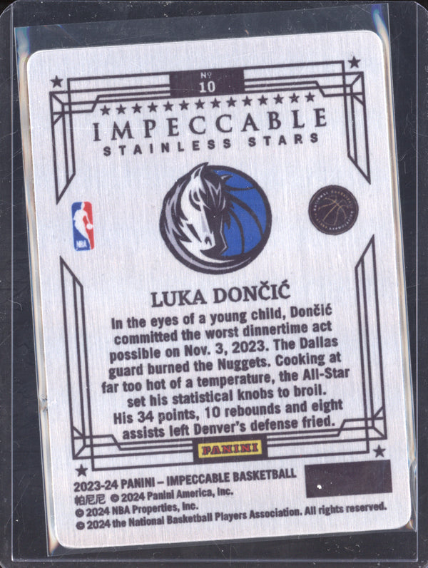 Luka Doncic 2023-24 Panini Impeccable 10 Stainless Stars International Red