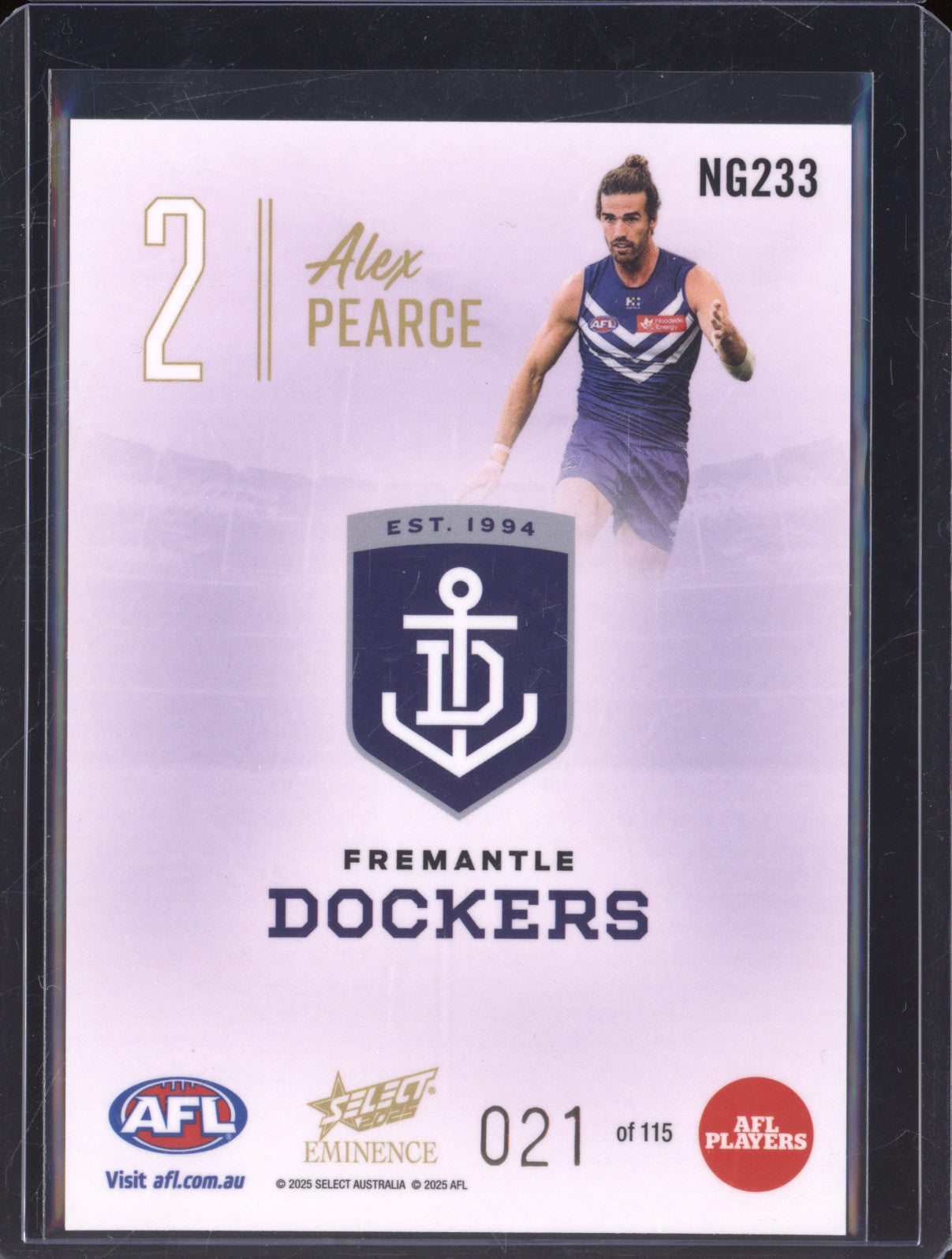 2025 AFL Select Eminence Nameplate N233 Alec Pearce 021/115