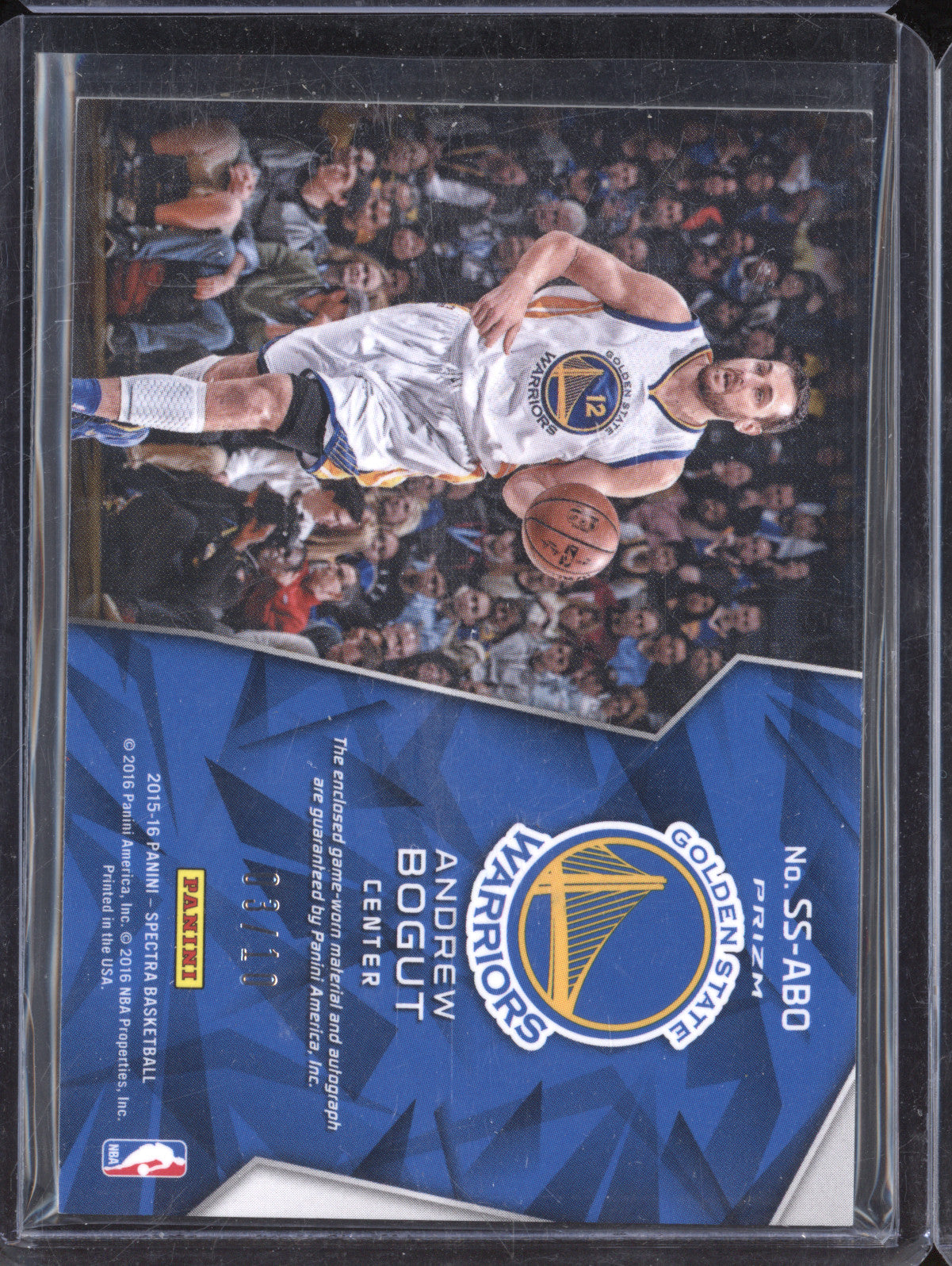 Andrew Bogut 2015-16 Panini Spectra SS-ABO Spectacular Swatch Gold 3/10