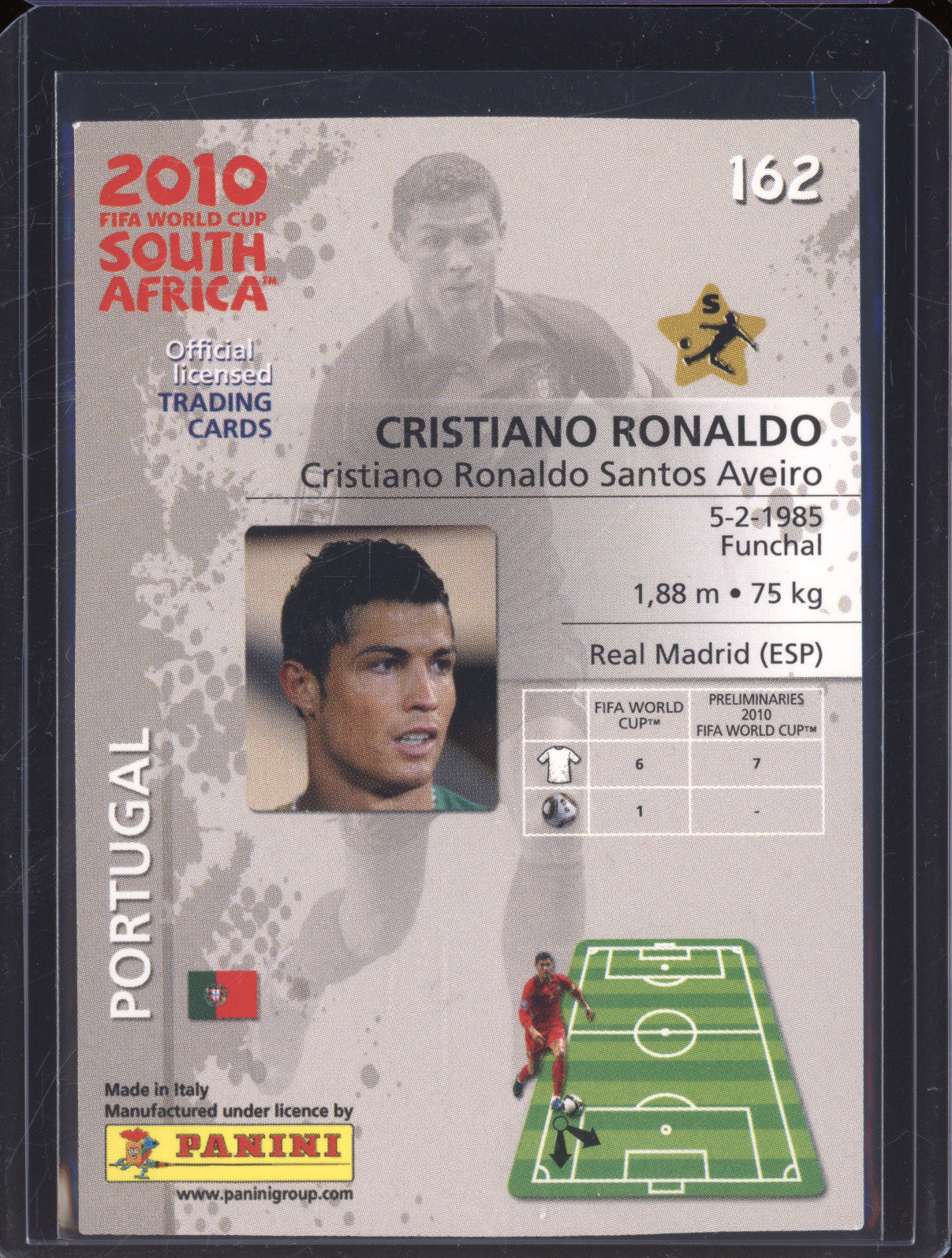 Cristiano Ronaldo 2010 Panini Fifa World Cup 162 Premium
