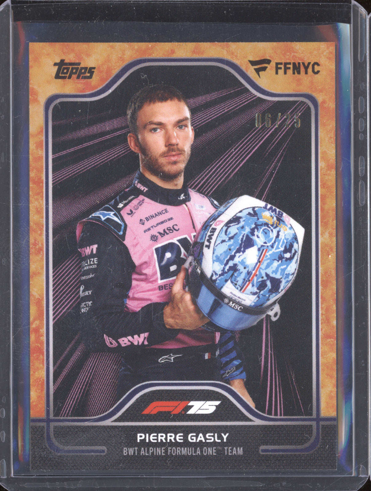 Pierre Gasly 2025 Topps Fanatics Fest NYC 1 NY Slice Orange 6/25