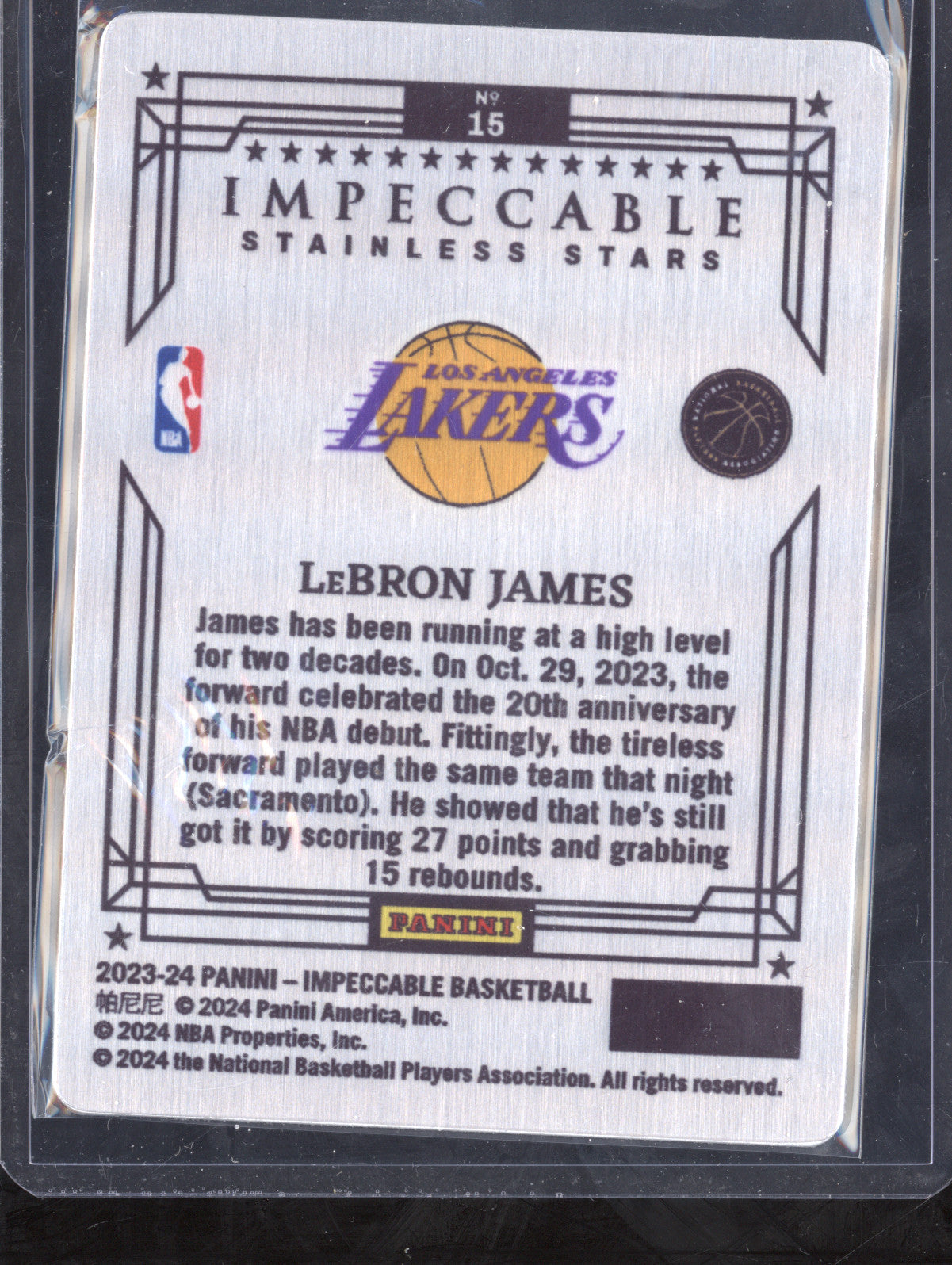 LeBron James 2023-24 Panini Impeccable 15 Stainless Stars International Red