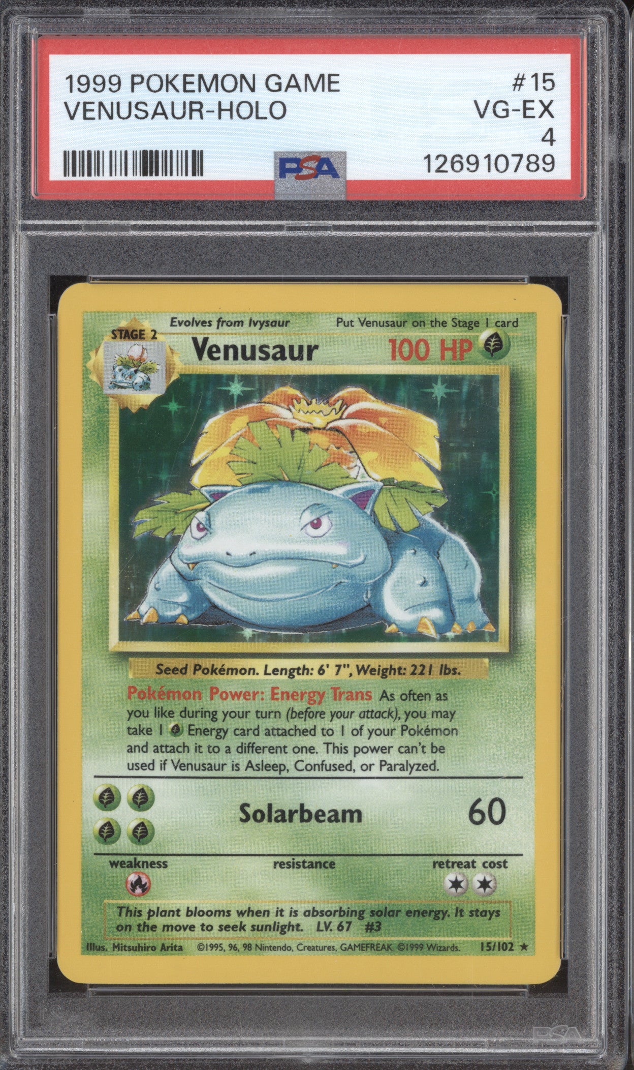 1999 Pokemon Base Set 15/102 Venusaur Holo PSA 4
