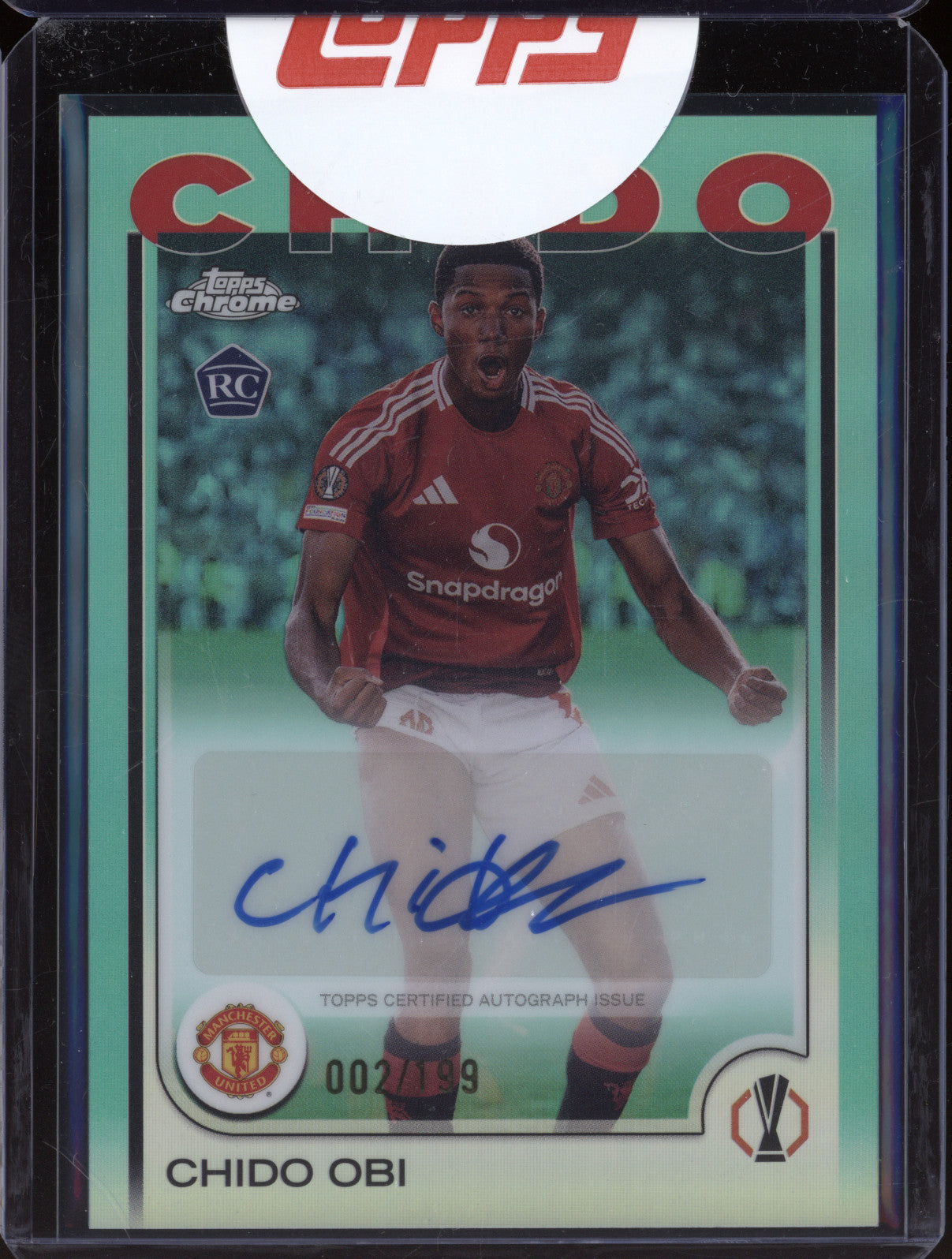 Chido Obi 2025 Topps Chrome CA-CO Aqua Auto 002/199