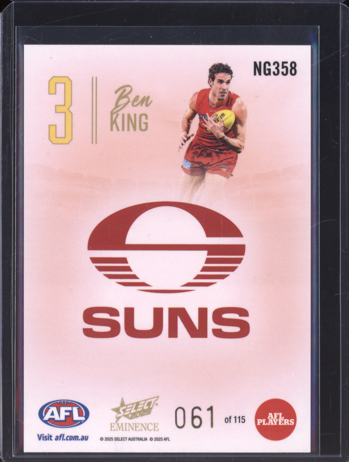 2025 AFL Select Eminence Nameplate NG358 Ben King 061/115