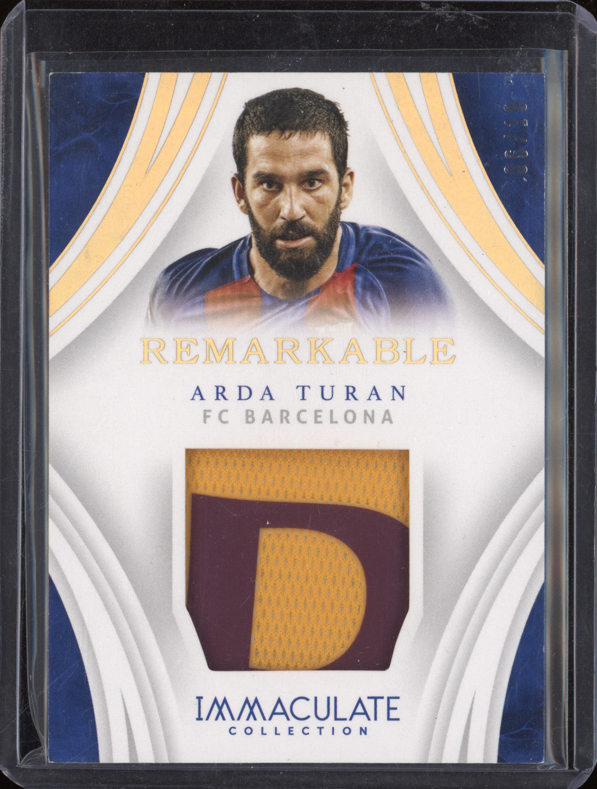 2017 Panini Soccer Immaculate RM-AT Arda Turan Remarkable Patch 06/10