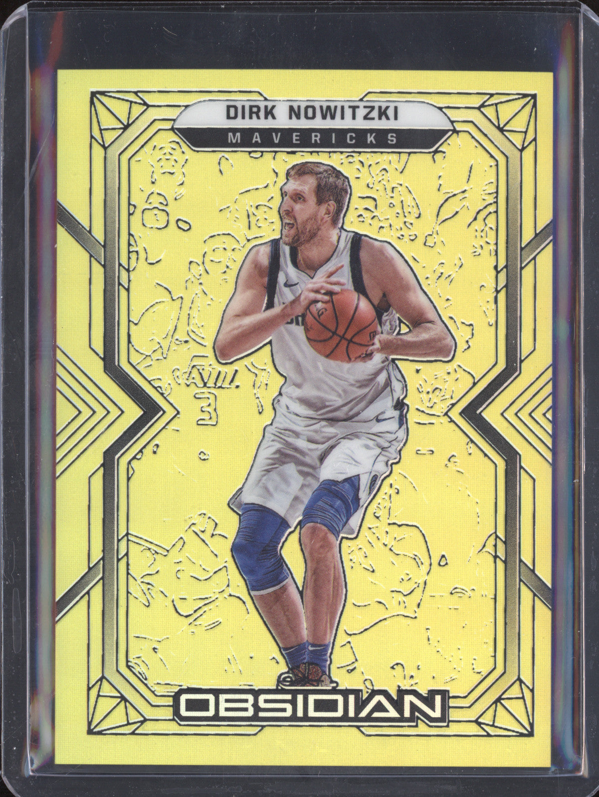 Dirk Nowitzki 2021-22 Panini Obsidian 131 Yellow Flood 2/10