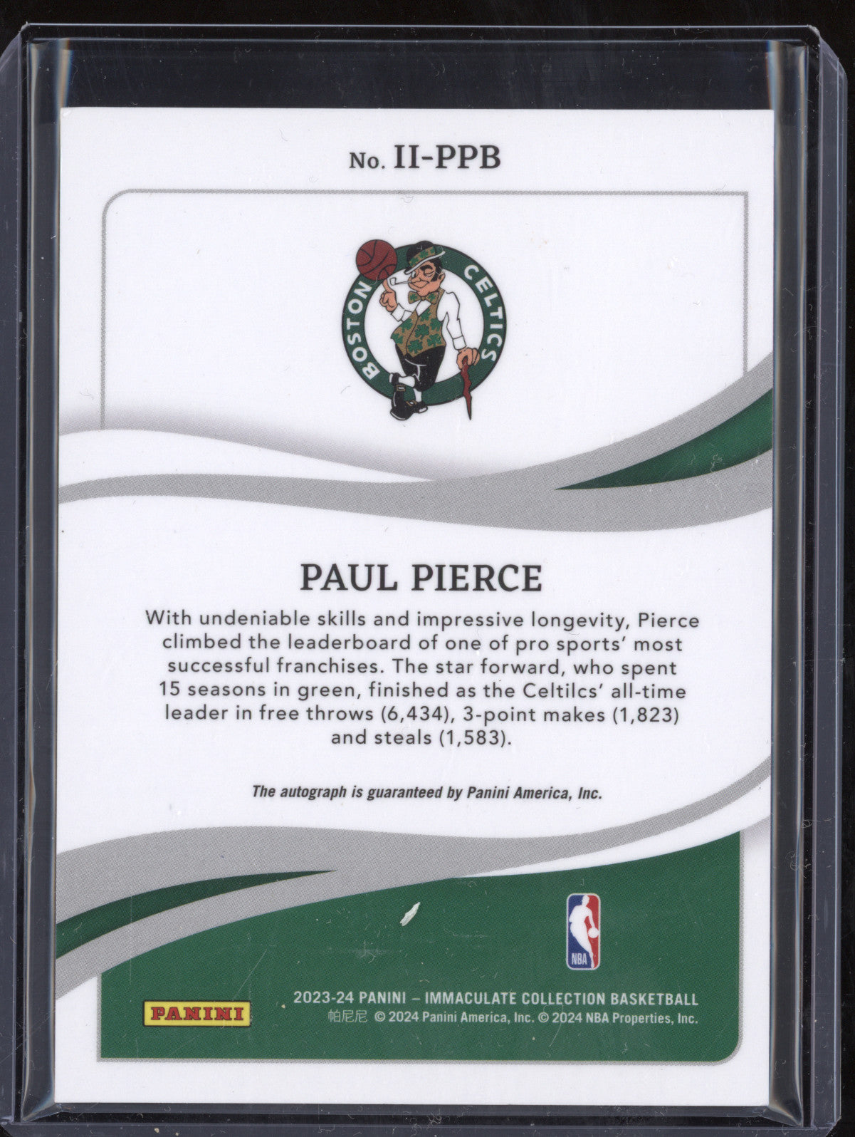 Paul Pierce 2023-24 Panini Immaculate II-PPB Immaculate Ink Auto 13/49