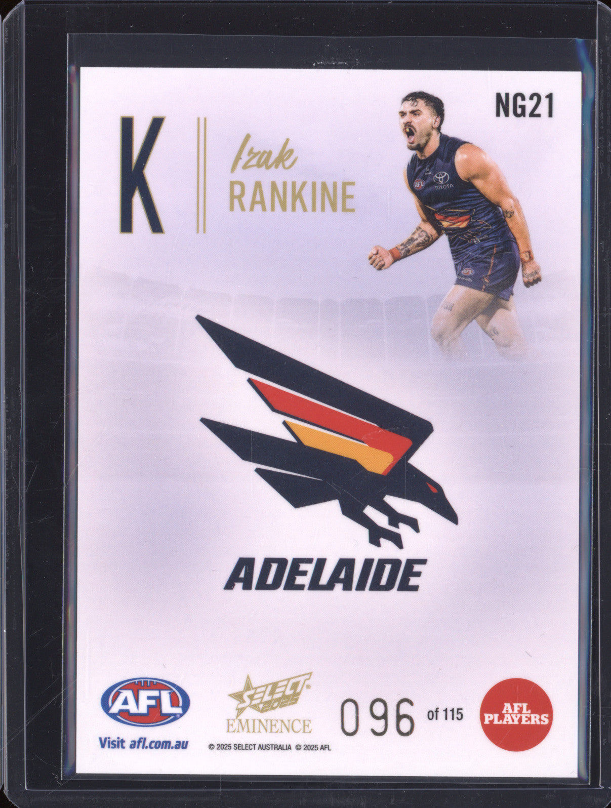 2025 AFL Select Eminence Nameplate NG21 Izak Rankine 096/115
