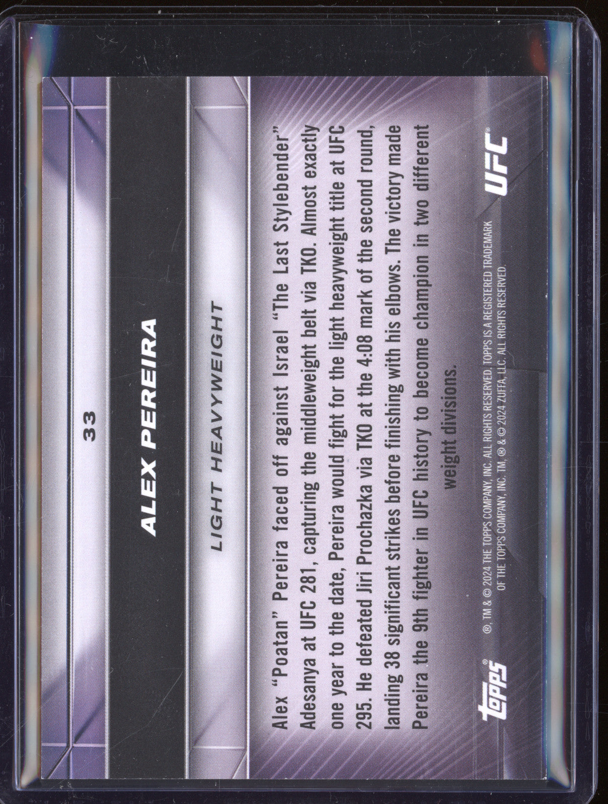 Alex Pereira 2024 Topps Knockout 33 Holo Silver 107/125