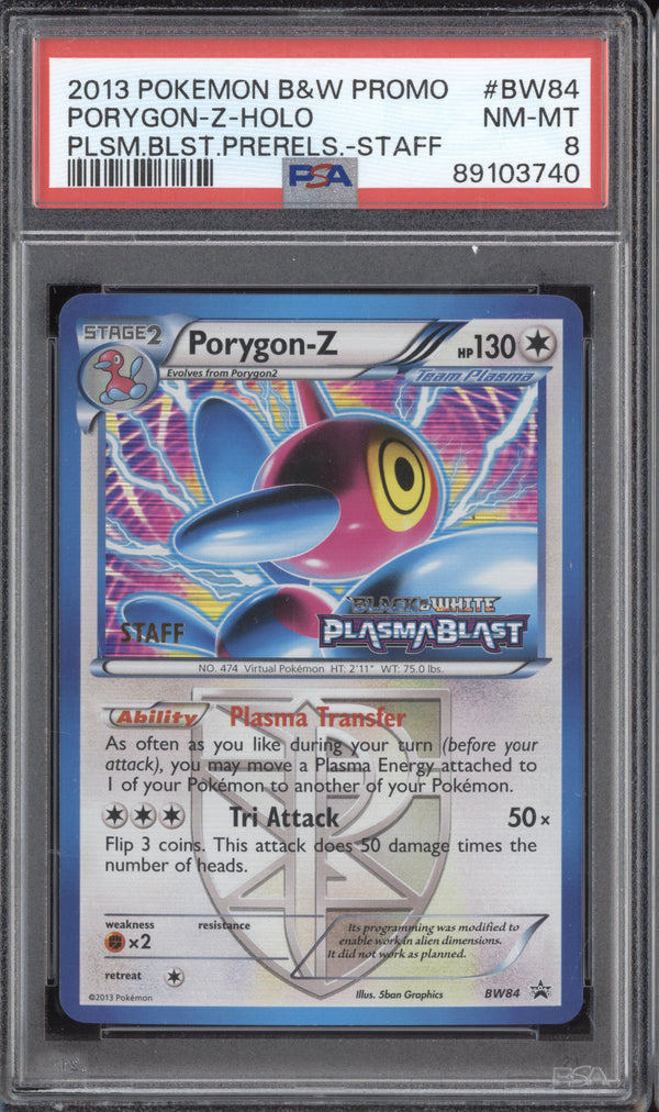 Porygon-Z  Pokemon Black & White Promo BW84 Plasma Blast Prerelease Staff PSA 8