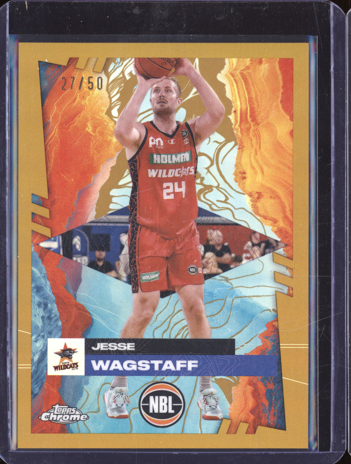 Jesse Wagstaff 2024 Topps Chrome NBL 67 Gold Refractor 27/50