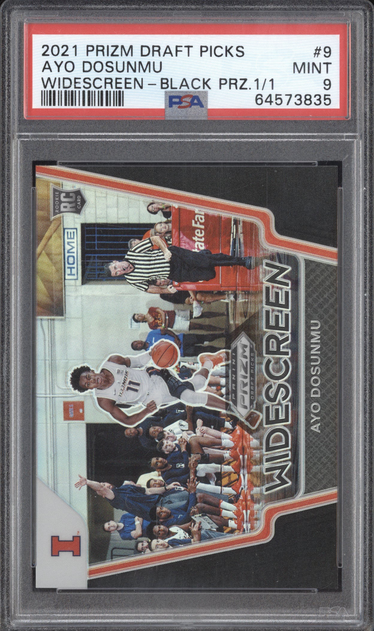 Ayo Dosunmu 2021-22 Panini Prizm Draft Picks 9 Widescreen Black RC 1/1 PSA 9