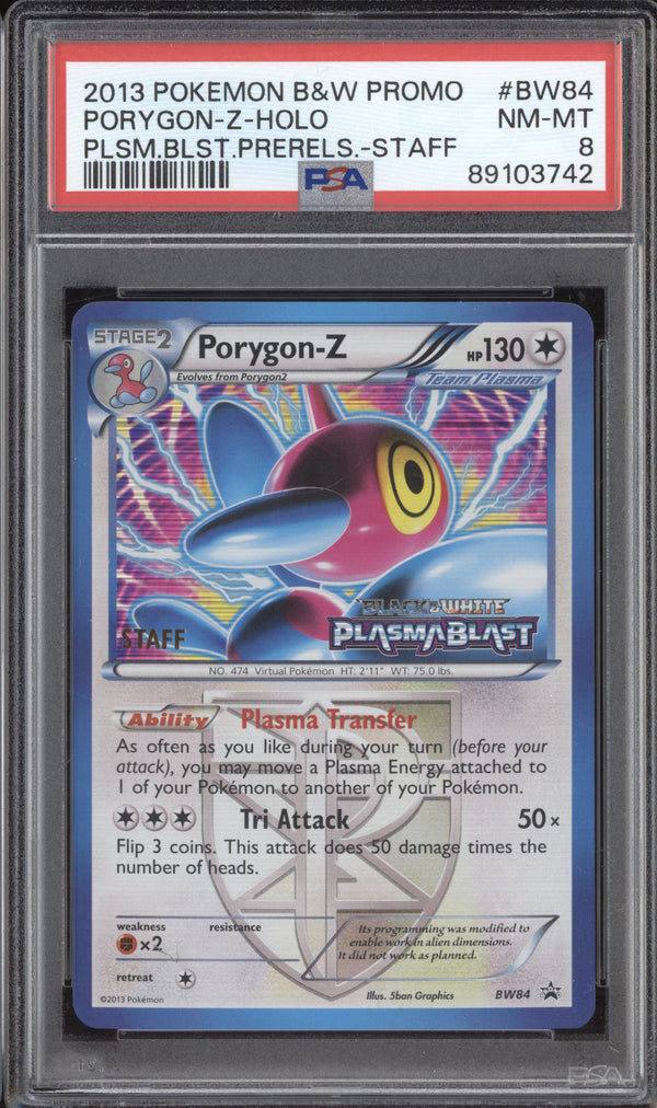 Porygon-Z  Pokemon Black & White Promo BW84 Plasma Blast Prerelease Staff PSA 8