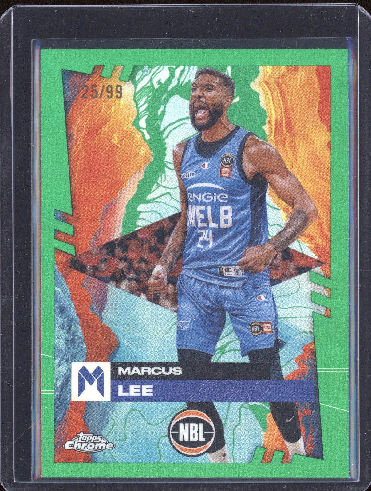 Marcus Lee 2024 Topps Chrome NBL 48 Green Refractor 25/99