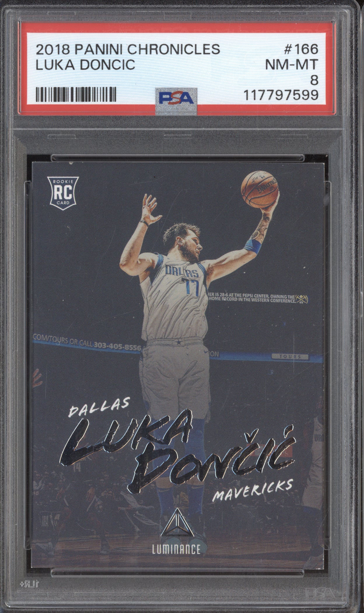 Luka Doncic 2018-19 Panini Chronicles 166 Luminance RC PSA  8