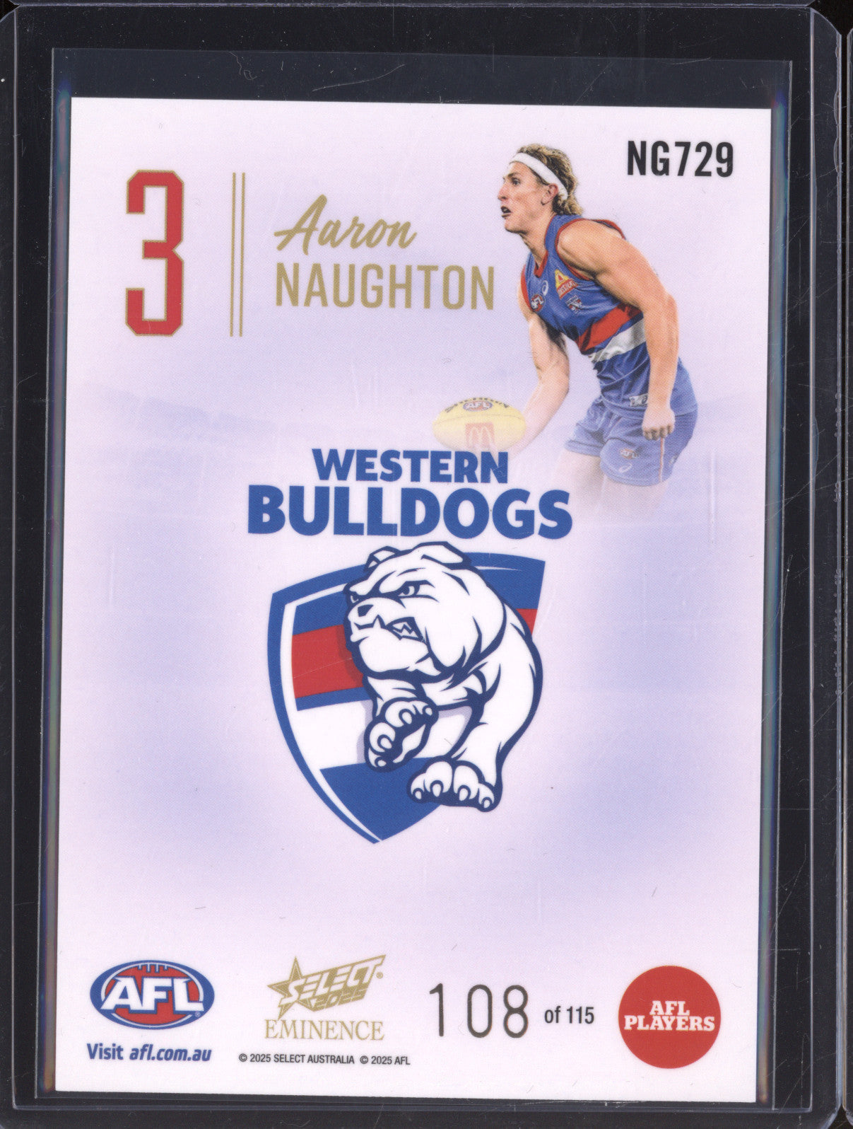 2025 AFL Select Eminence Nameplate NG729 Aaron Naughton 108/115