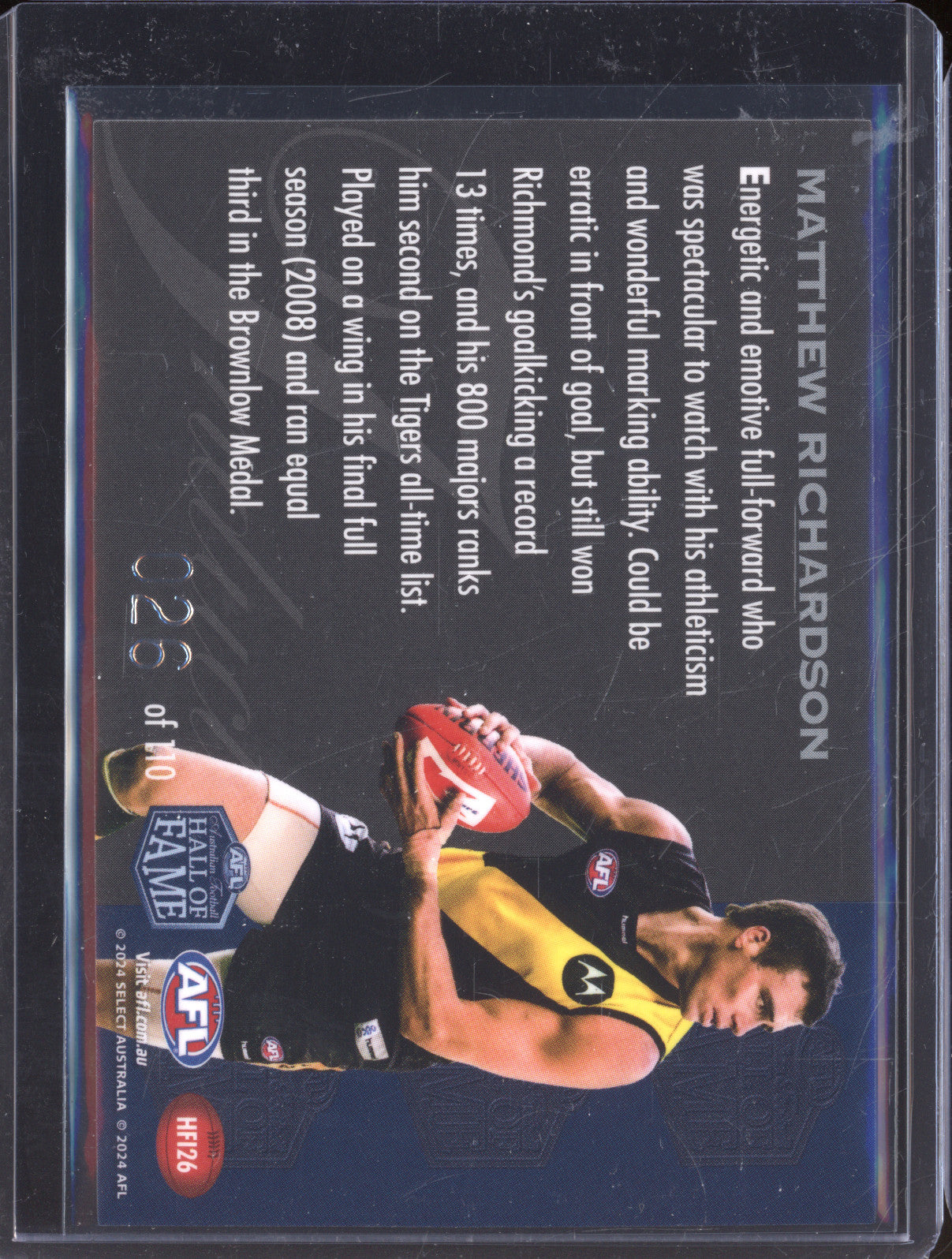 Matthew Richardson 2024 Select Legacy Ultimate HFI26 Hall of Fame Inductee /110