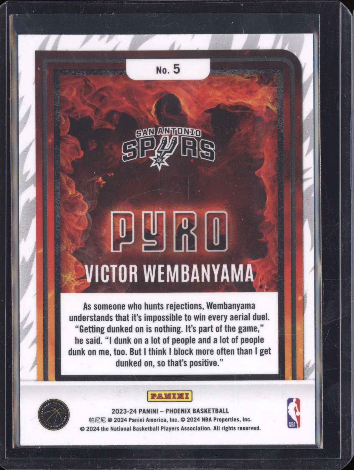 Victor Wembanyama 2023-24 Panini Phoenix 5 Pyro RC