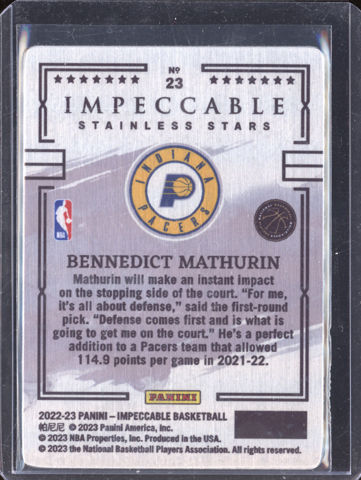 Bennedict Mathurin 2022-23 Panini Impeccable 23 Stainless Stars RC