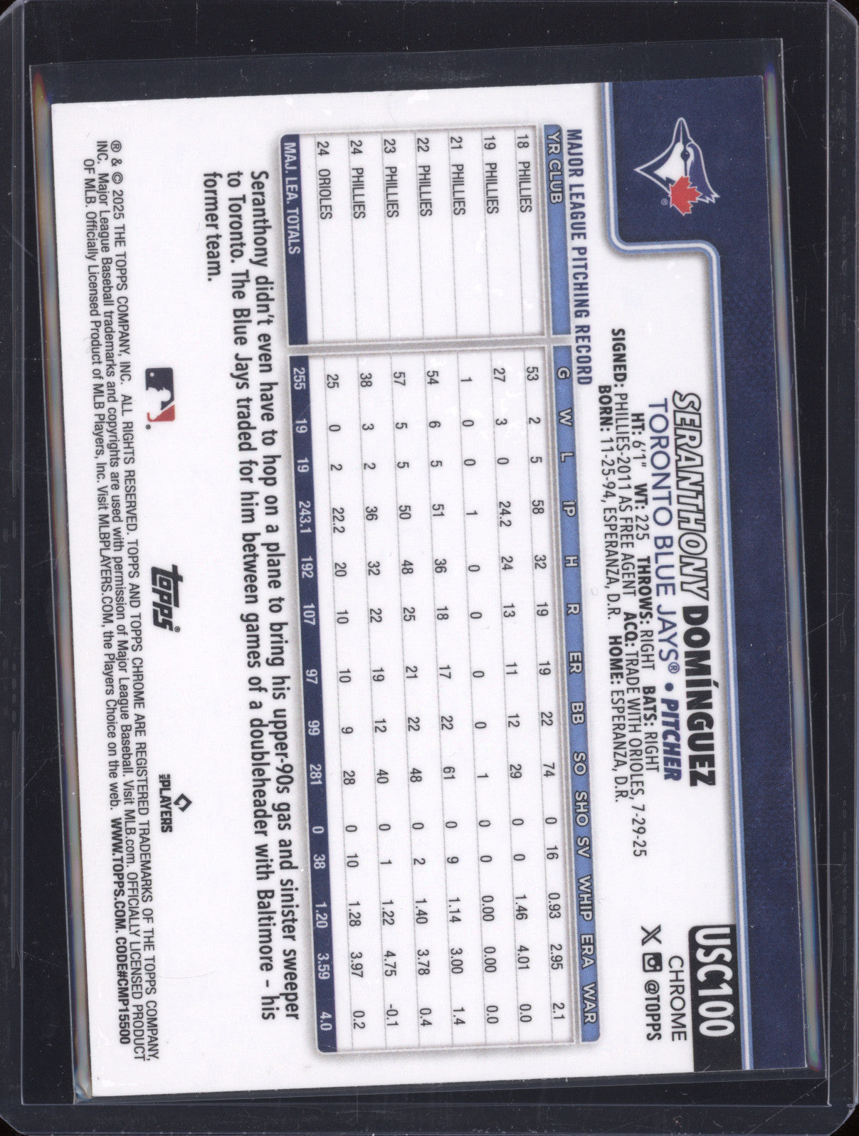 Seranthony Dominguez 2025 Topps Chrome Update USC100 Green Lava Refractor /99