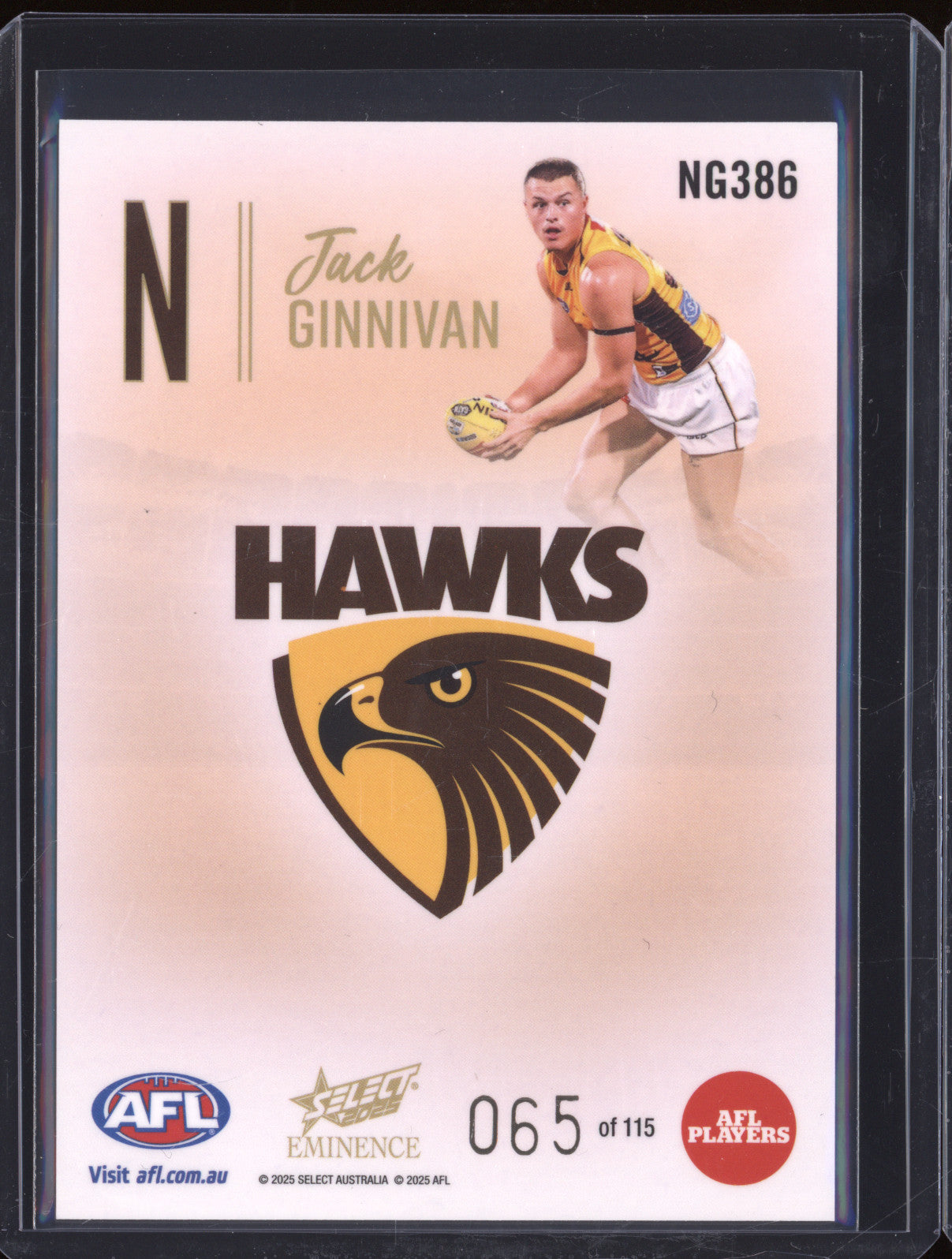 2025 AFL Select Eminence Nameplate NG386 Jack Ginnivan 065/115