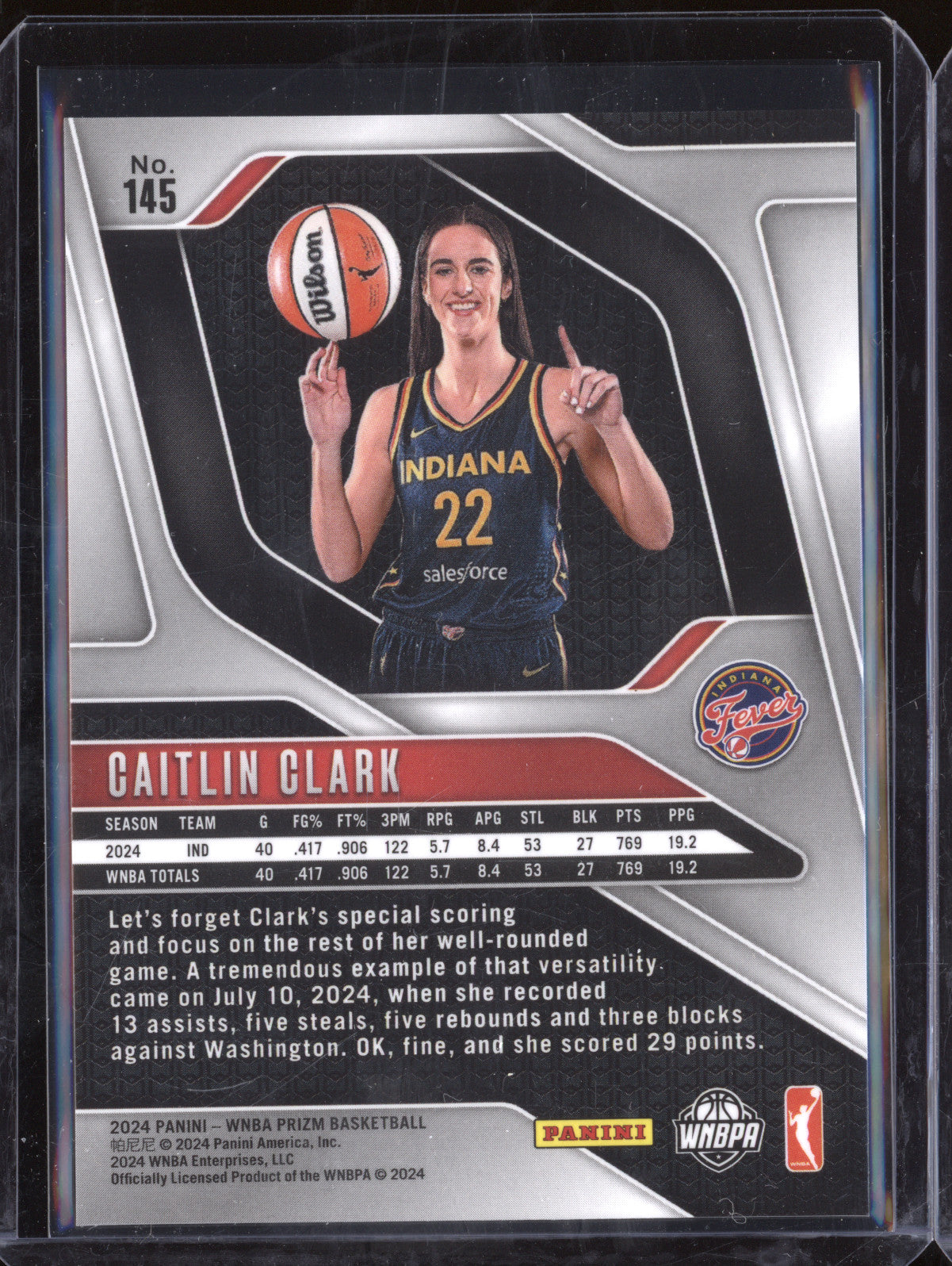 Caitlin Clark 2024 Panini WNBA Prizm 145 RC