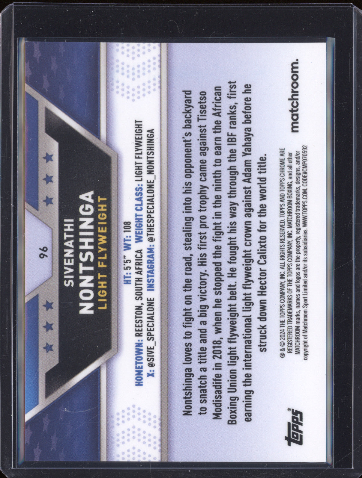 Sivenathi Nontshinga 2024-25 Topps Boxing Chrome 96 Orange 05/25