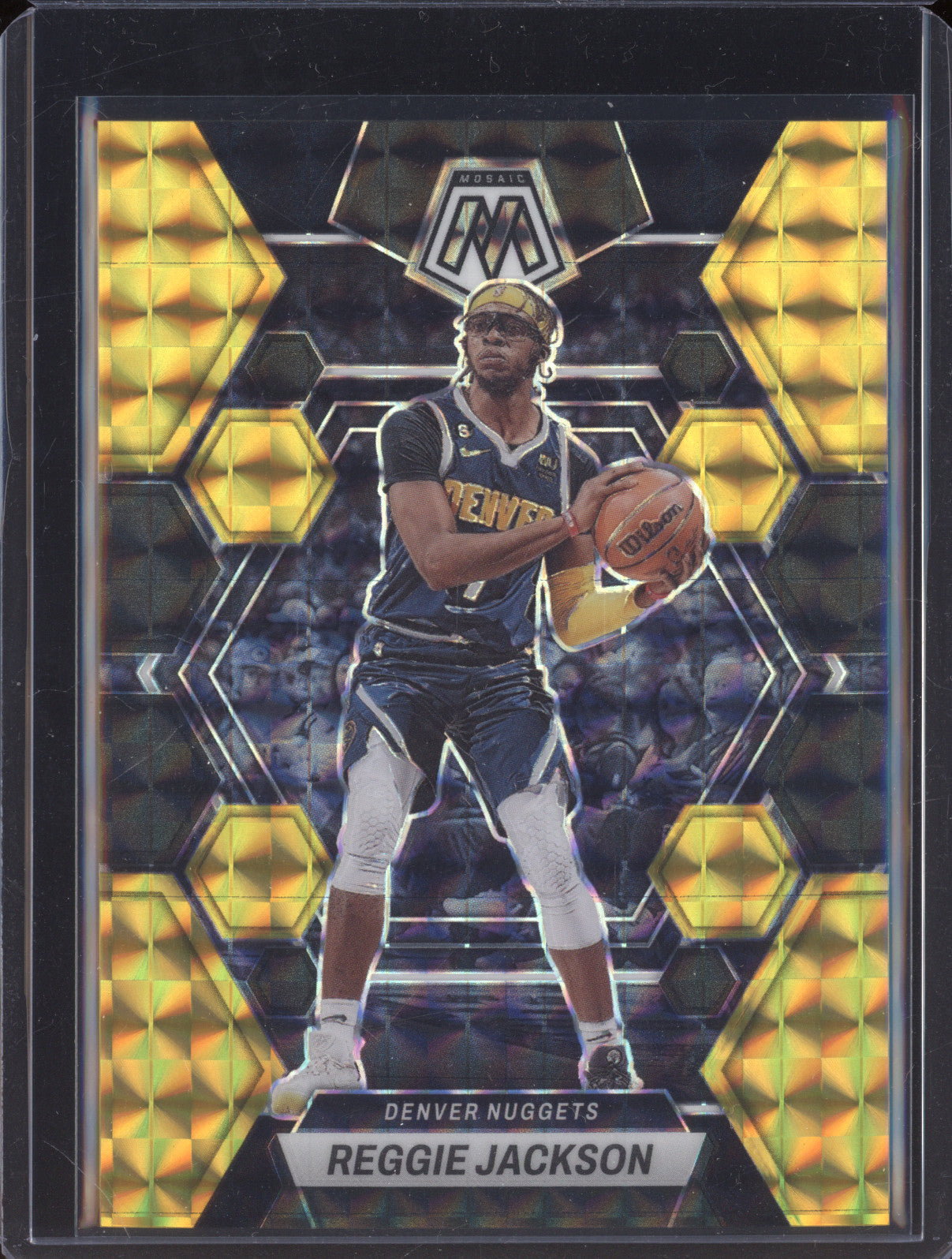 Reggie Jackson 2022-23 Panini Mosaic 52 Black Gold 4/8