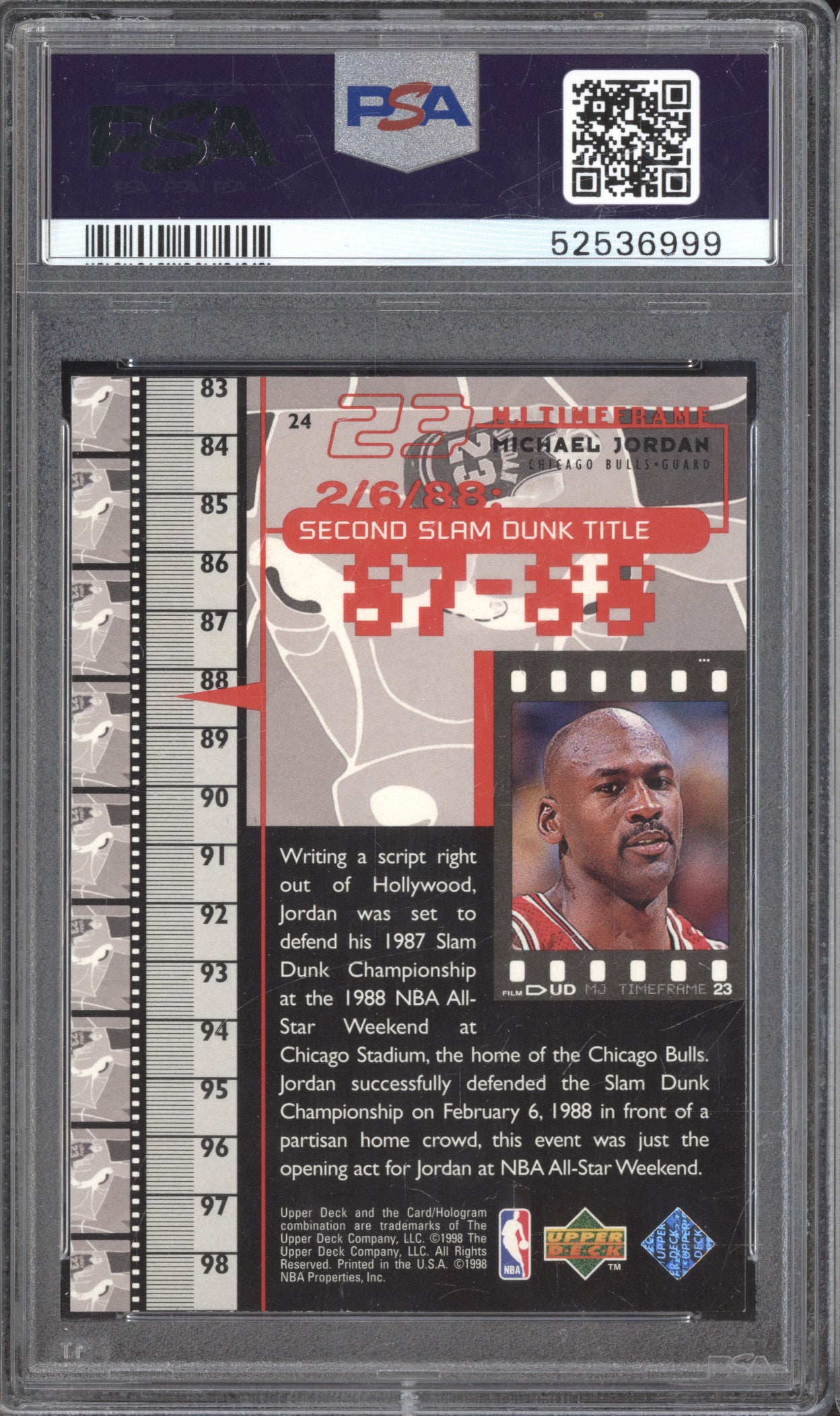 1998 Upper Deck Living Legend 24 Michael Jordan PSA 9