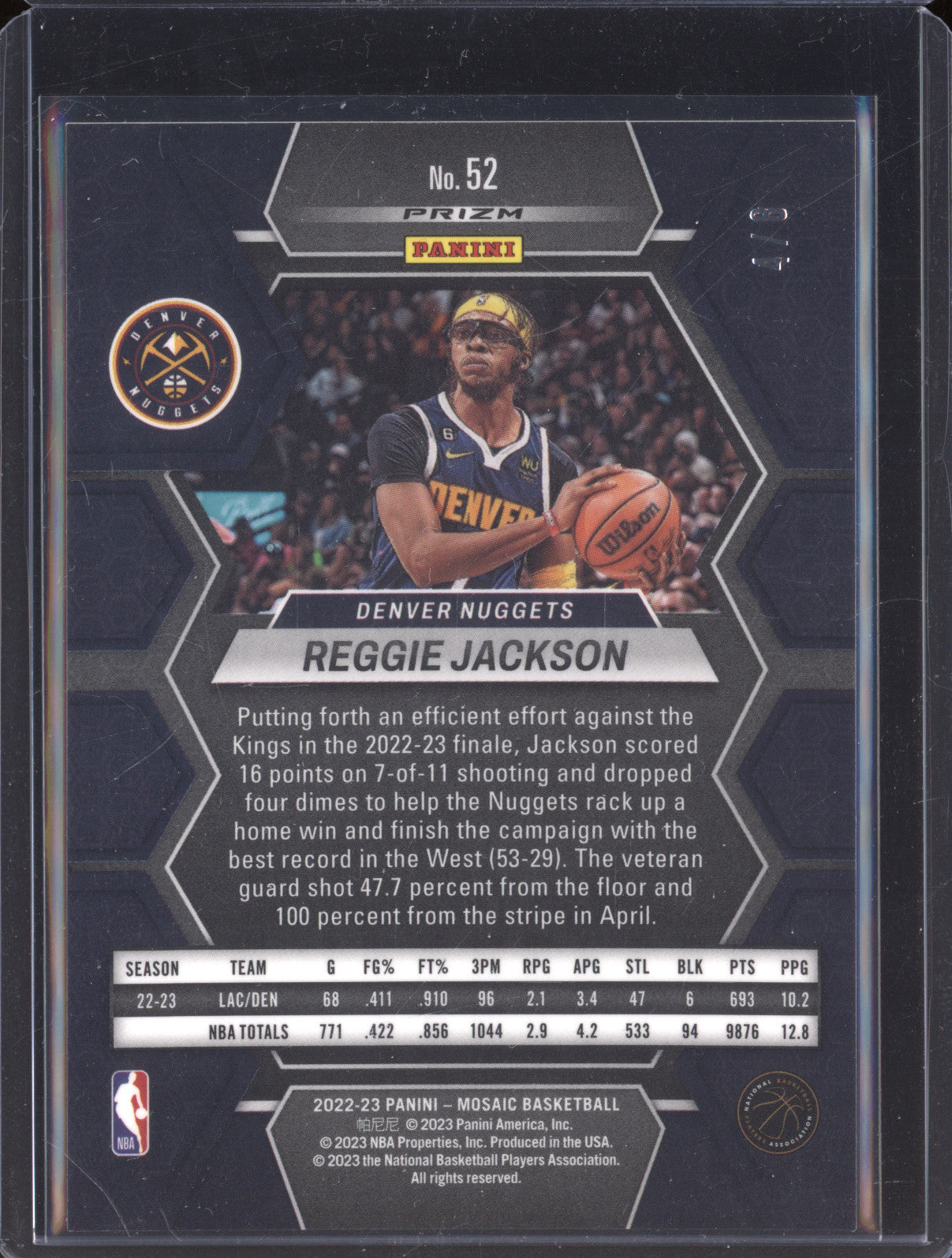 Reggie Jackson 2022-23 Panini Mosaic 52 Black Gold 4/8
