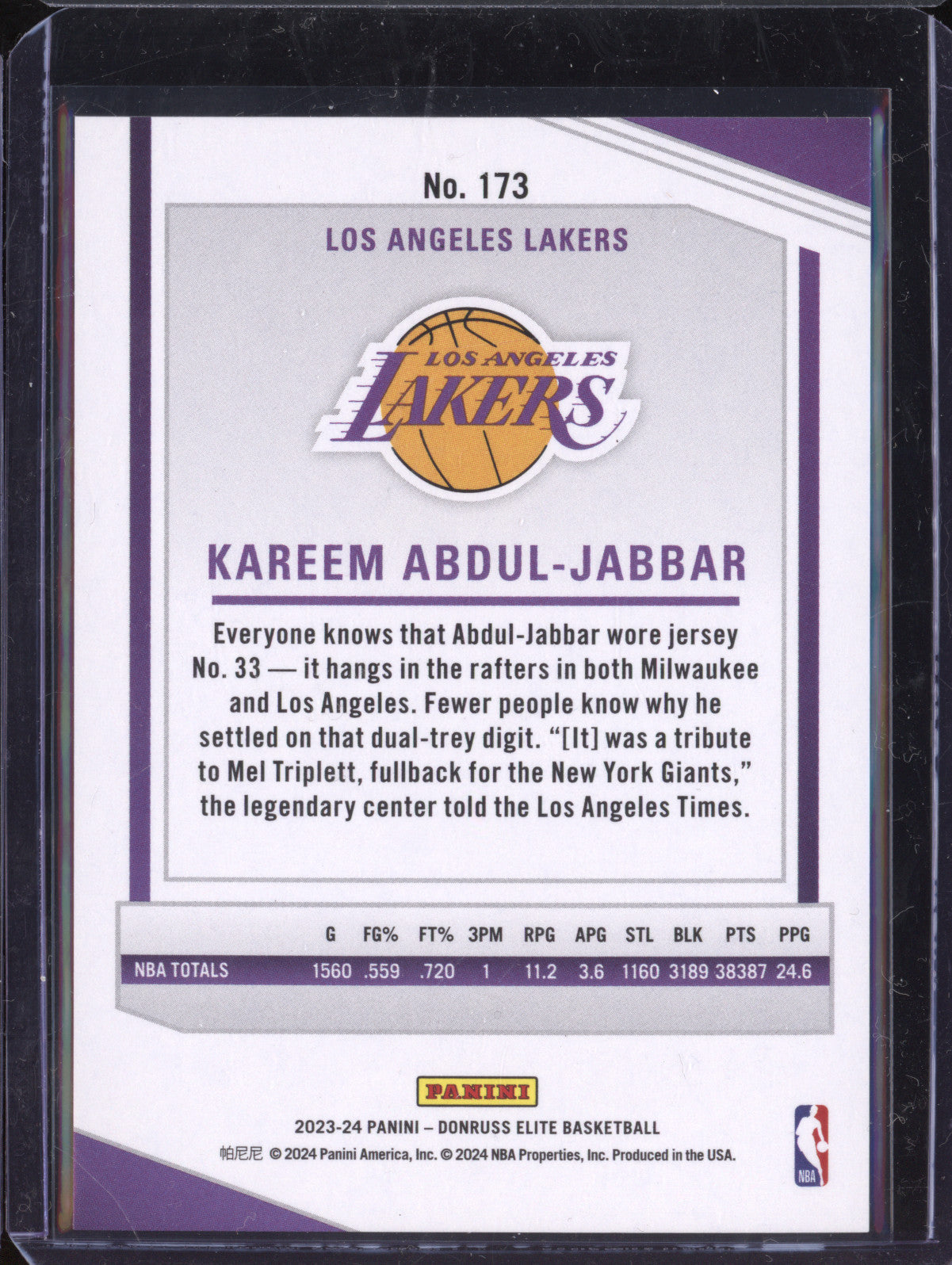 Kareem Abdul-Jabbar 2023 Panini Donruss Elite 173 Hyper Gold International 7/10