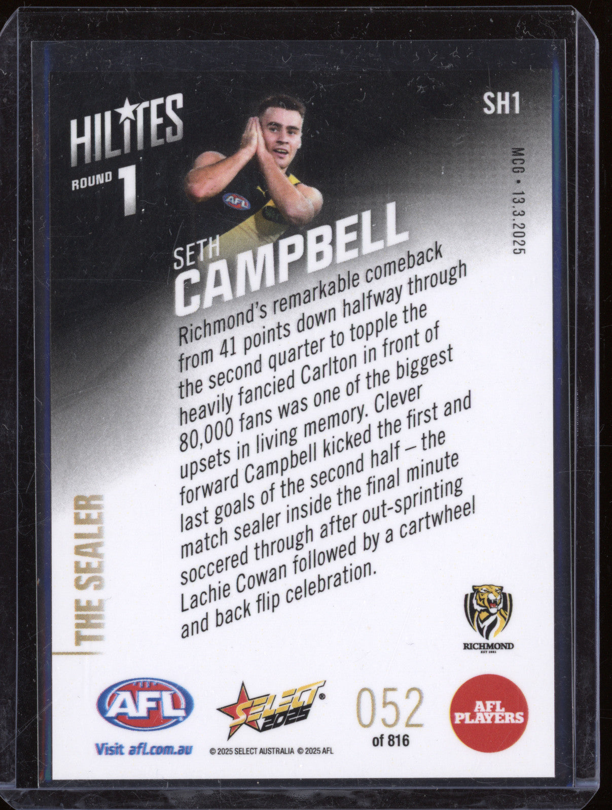 Seth Campbell 2025 Select Hilites SH1 Round 1 52/816