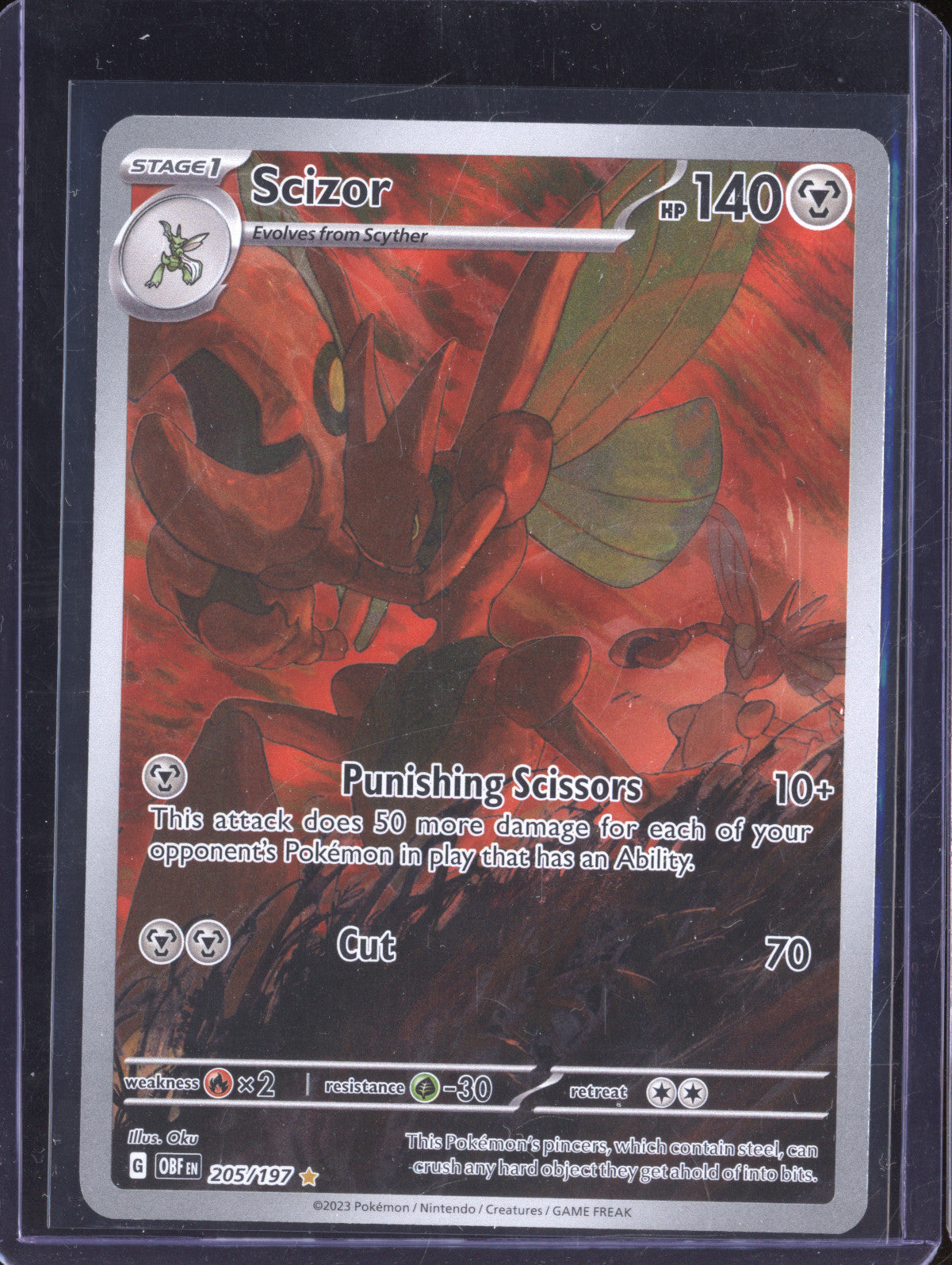 Scizor 2023 Pokemon Obsidian Flames 205/197 Illustration Rare